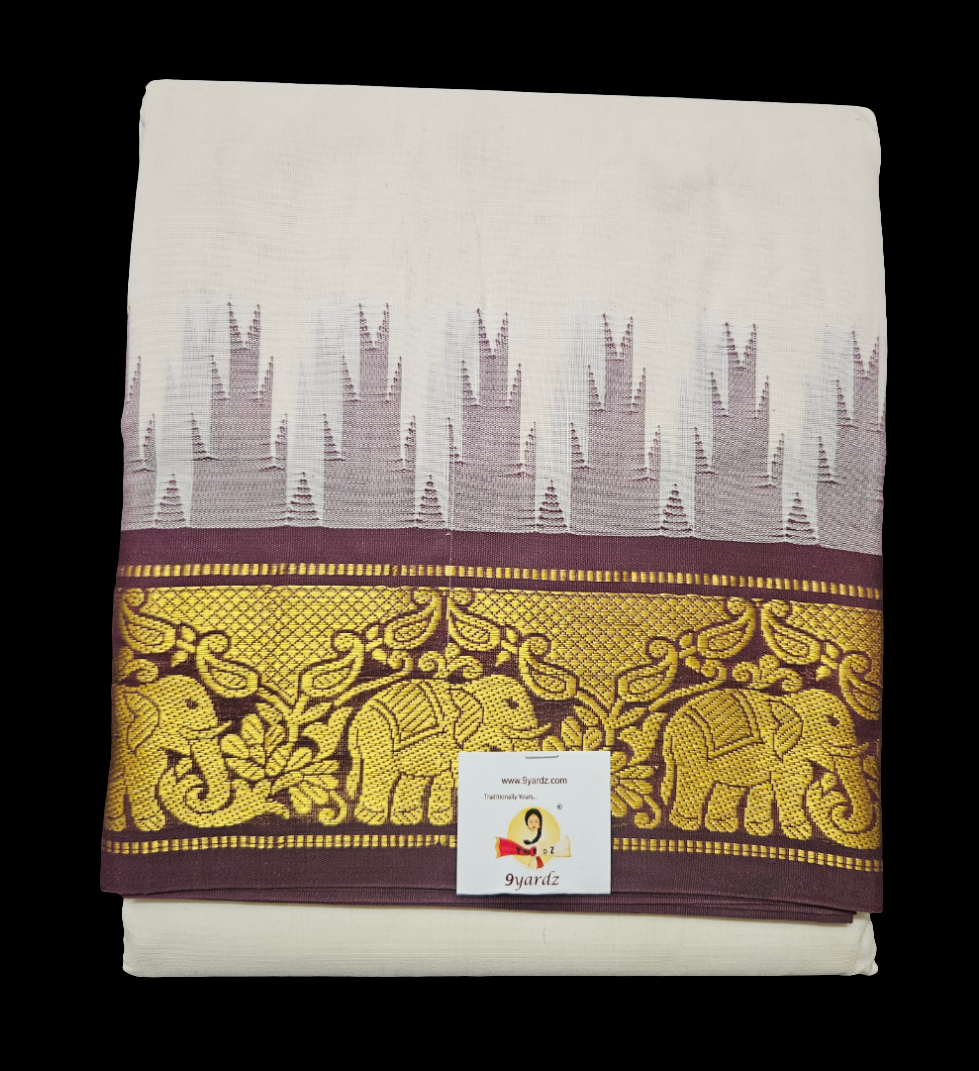 Pure cotton Muhurtham dhoti 9*5 Kanchi Mundhi