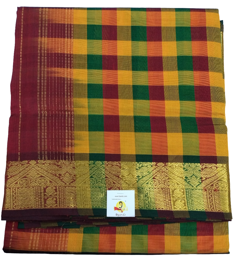 Pure silk cotton zari Palum Pazhamum Check