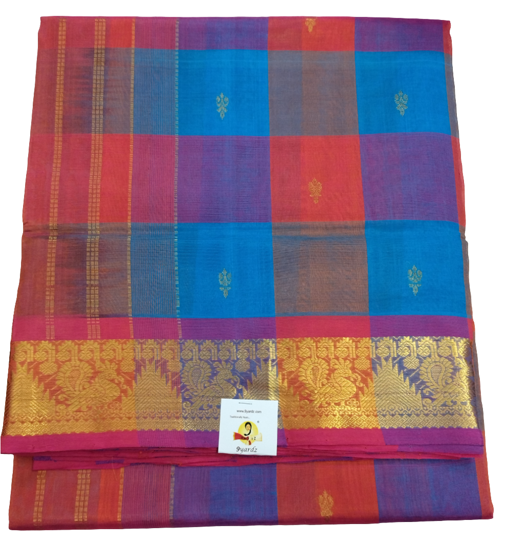 Pure silk cotton zari Pazhum Pazhamum Check