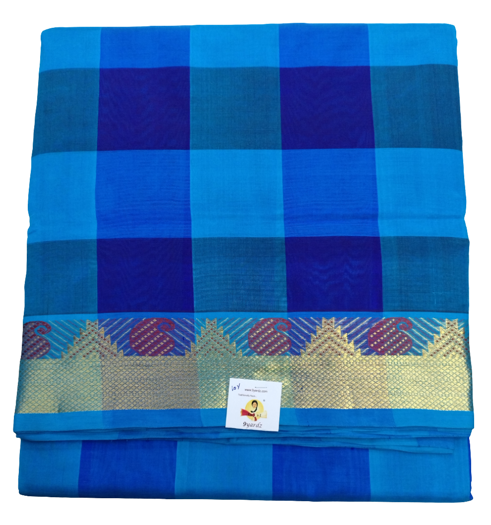 Pure silk cotton- palum pazhamum kattam with butta, 10yards (madisar)