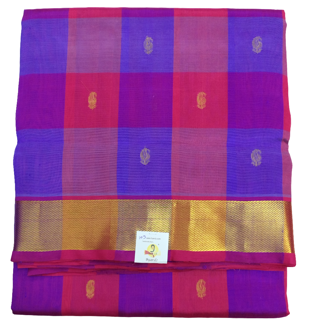 Pure silk cotton- palum pazhamum kattam with butta, 10yards (madisar)
