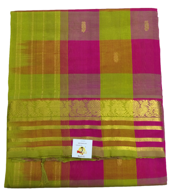 Pure silk cotton zari Pazhum Pazhamum Check