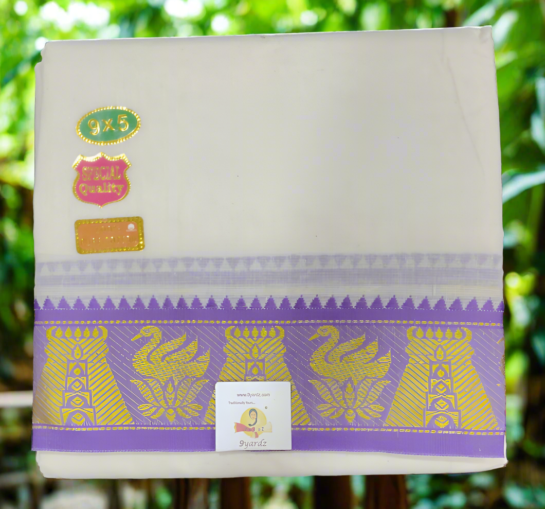 Nagari Cotton Jacqurad  Dhothi 9*5