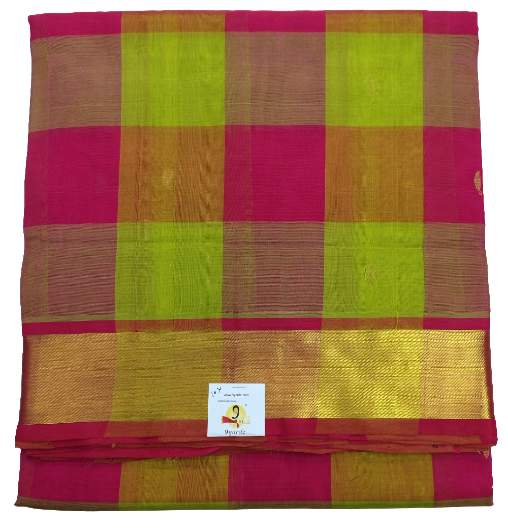 Pure silk cotton- palum pazhamum kattam with butta, 10yards (madisar)
