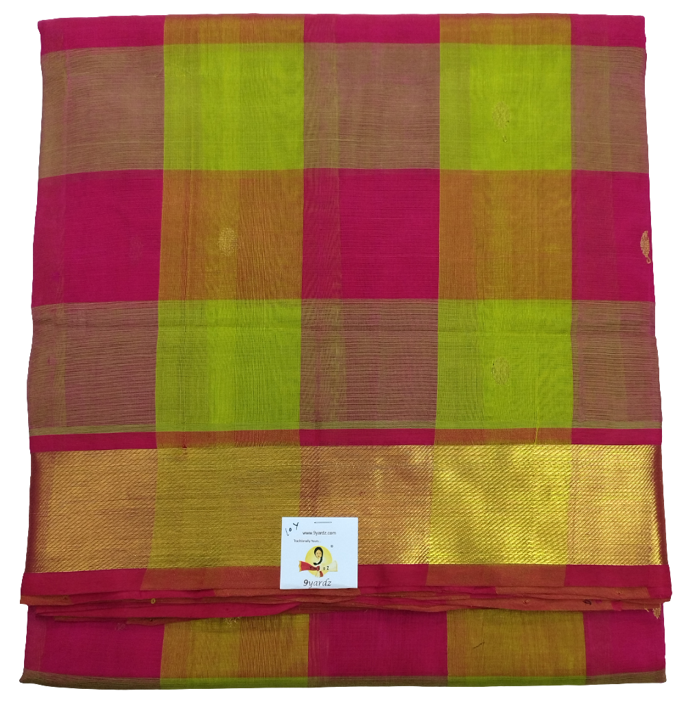 Pure silk cotton- pazhum pazhamum kattam with butta, 10yards (madisar)