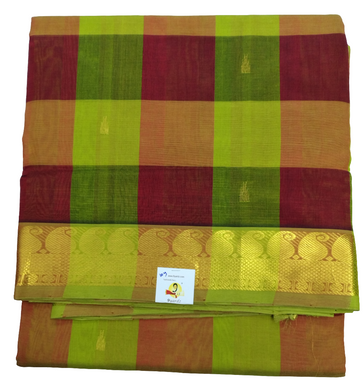 Pure silk cotton- pazhum pazhamum kattam with butta, 10yards (madisar)