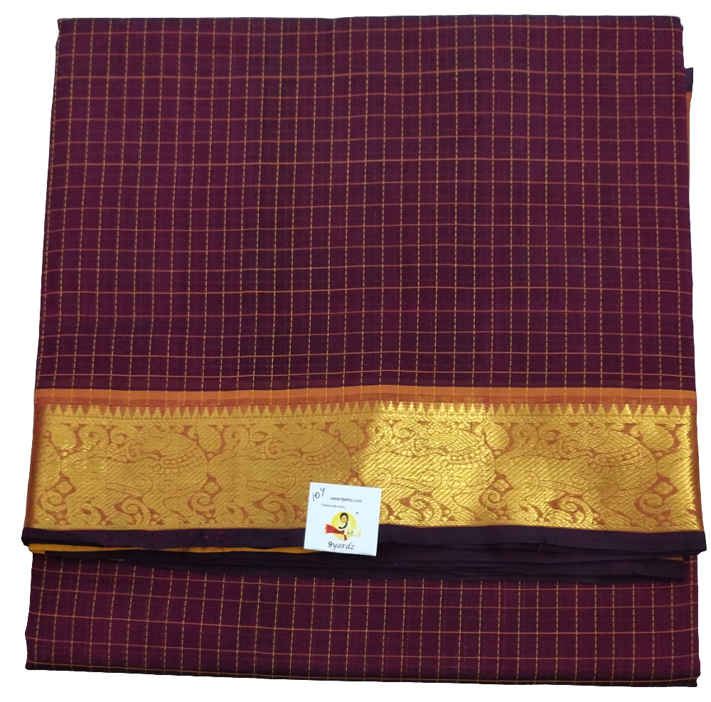 Pure silk cotton- Theard kattam with butta, 10yards (madisar)