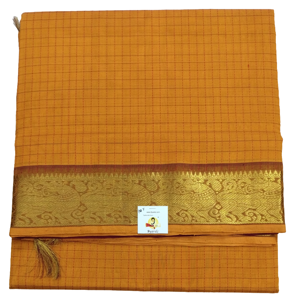 Pure silk cotton- Theard kattam with butta, 10yards (madisar)