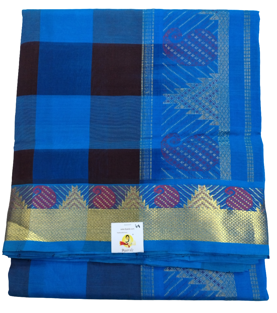 Pure silk cotton zari Pazhum Pazhamum Check