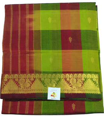 Pure silk cotton zari Pazhum Pazhamum Check