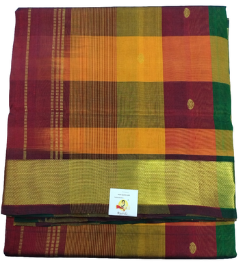 Pure silk cotton zari Pazhum Pazhamum Check