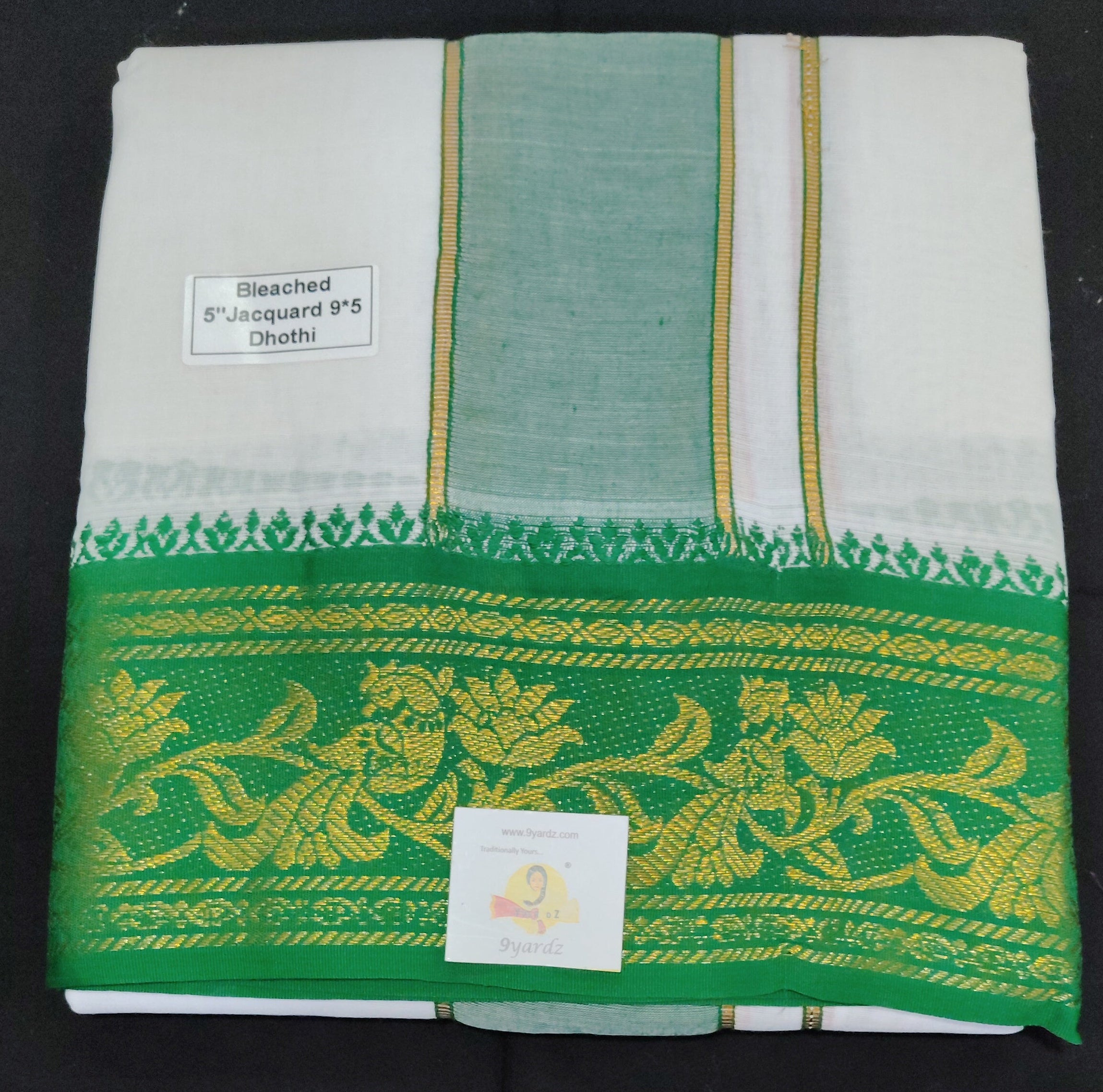 Cotton Dhothi Bleached Jacquard 9*5