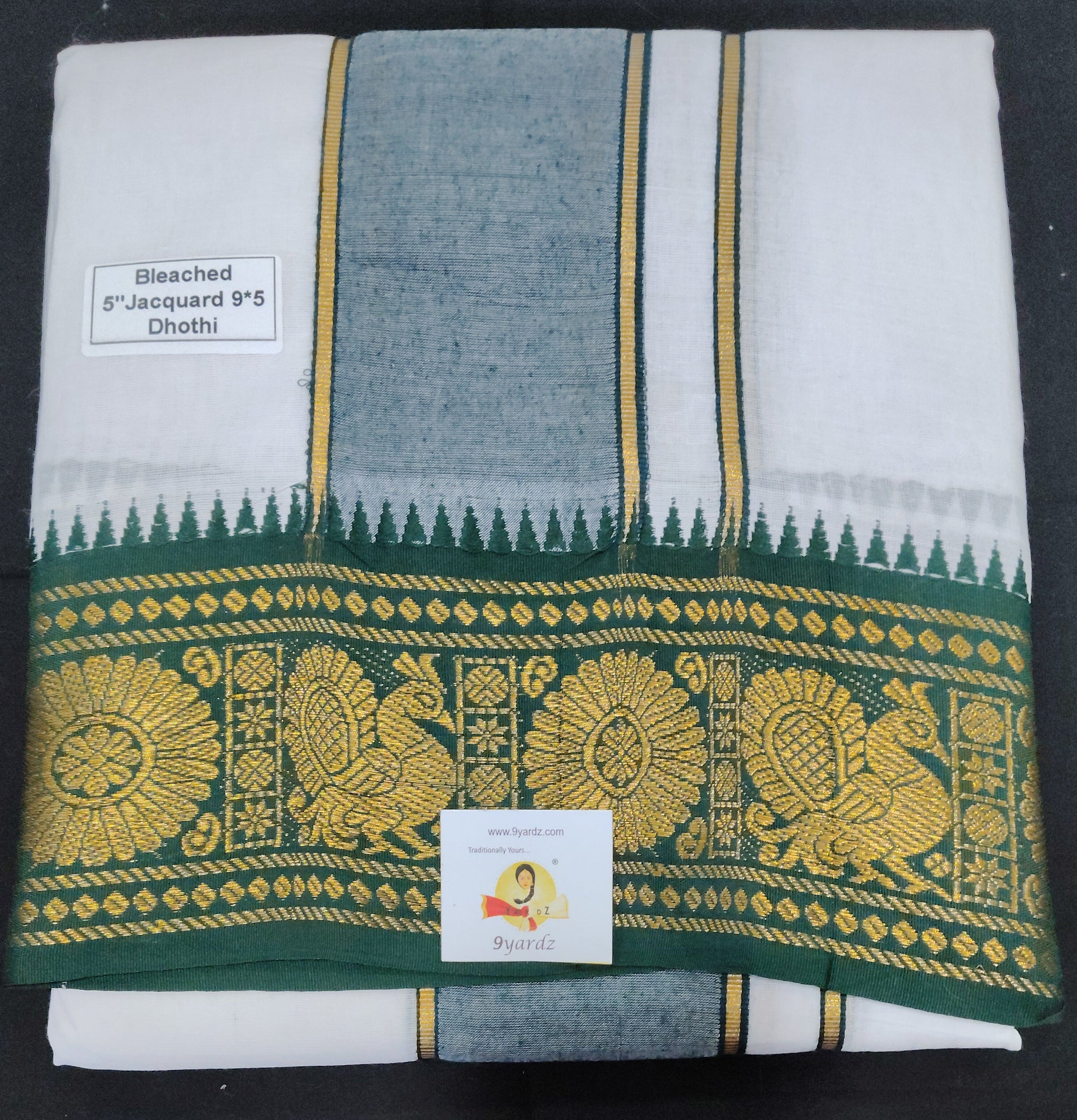 Cotton Dhothi Bleached Jacquard 9*5