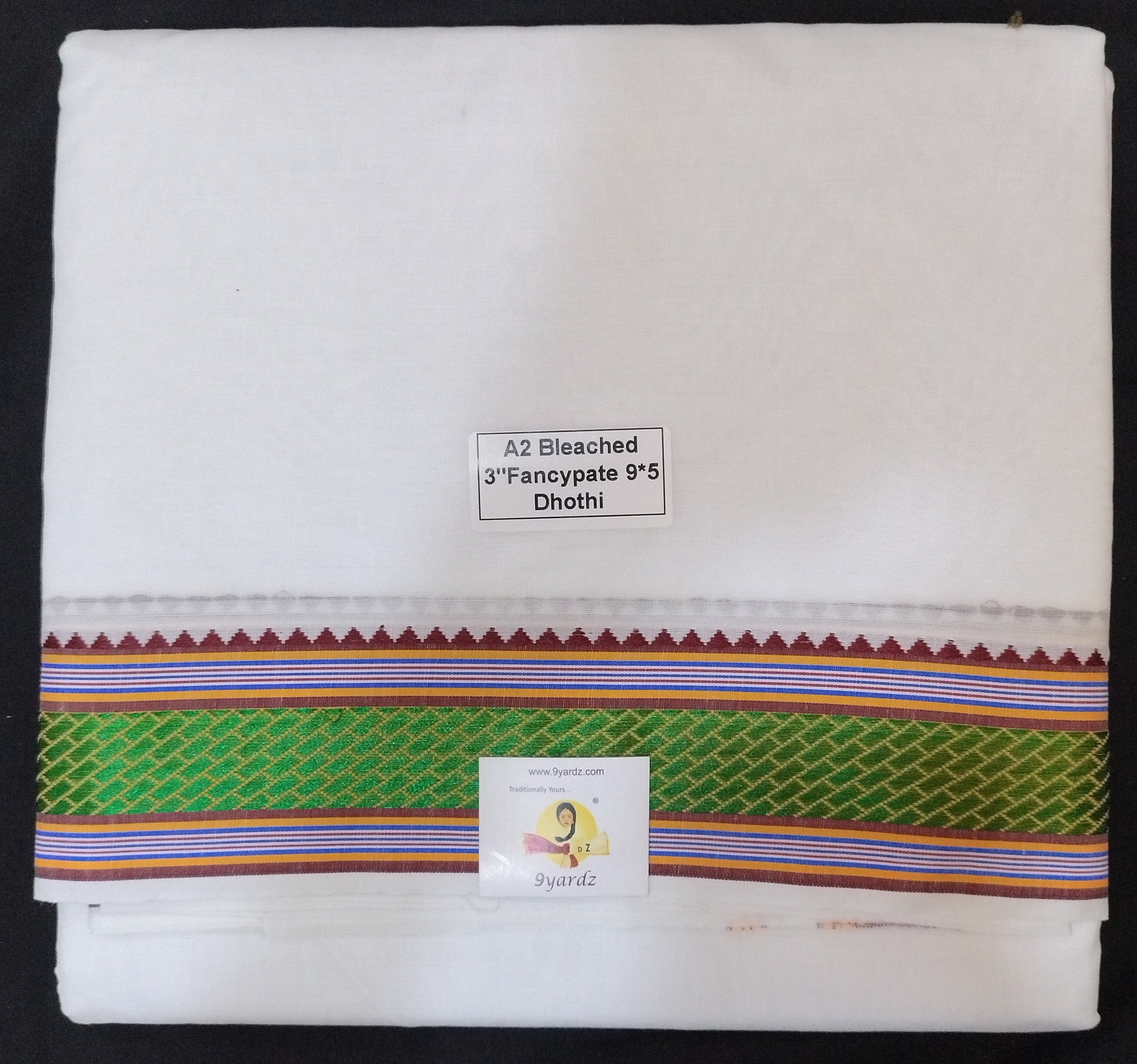 Cotton Dhothi bleached 9*5