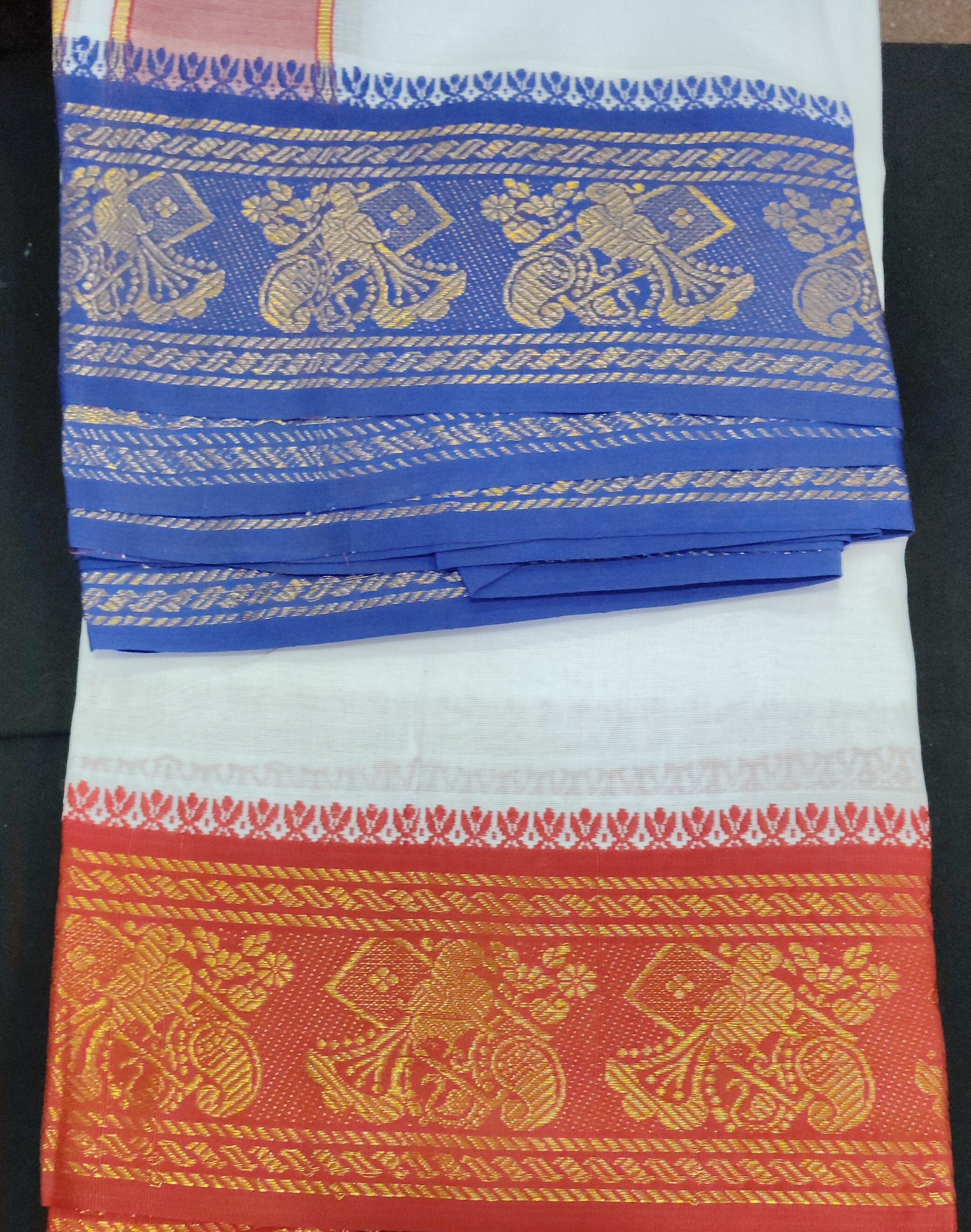 Cotton Dhothi Bleached Jacquard 9*5