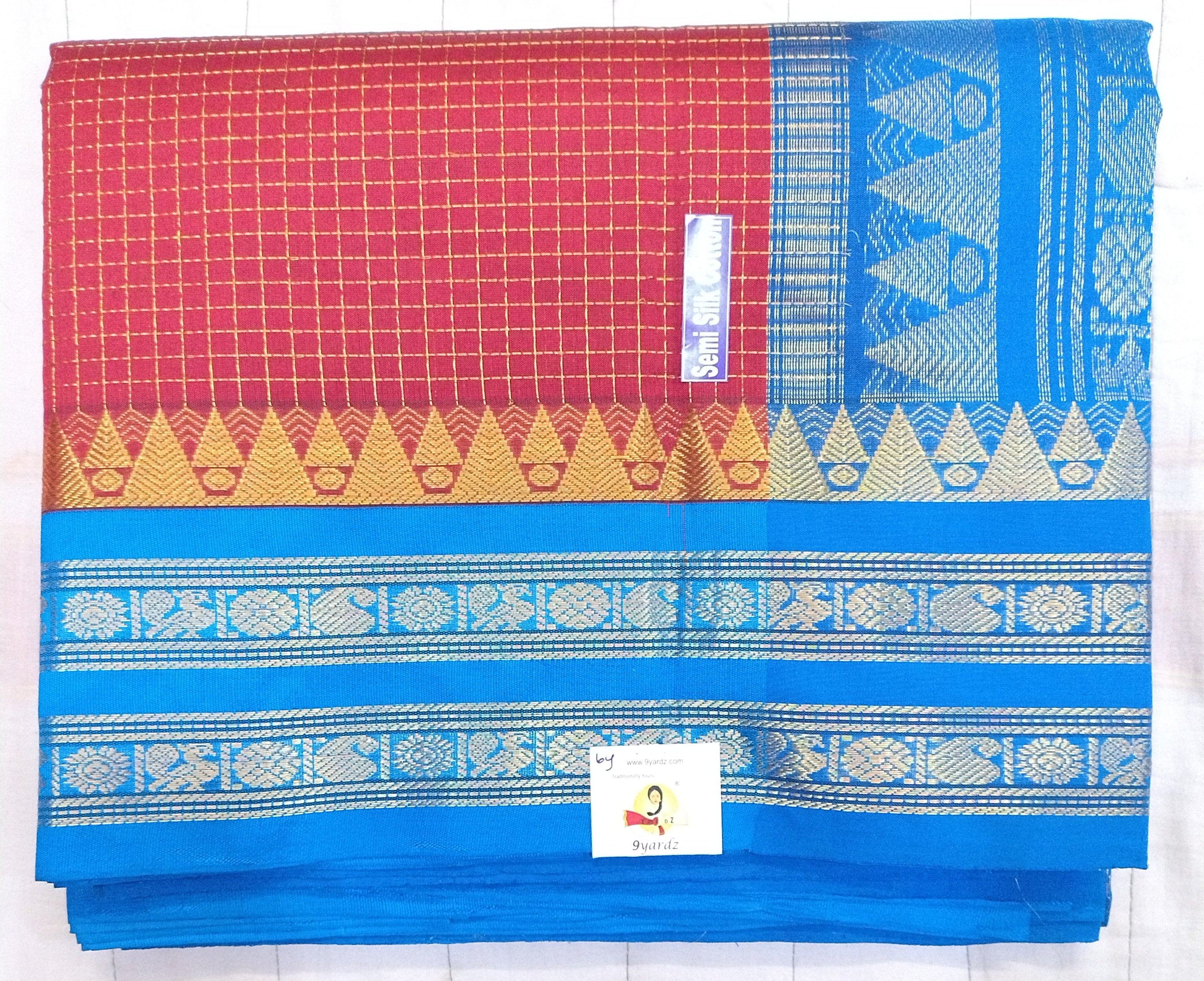 Semi silk Plain Korvai 6Yards