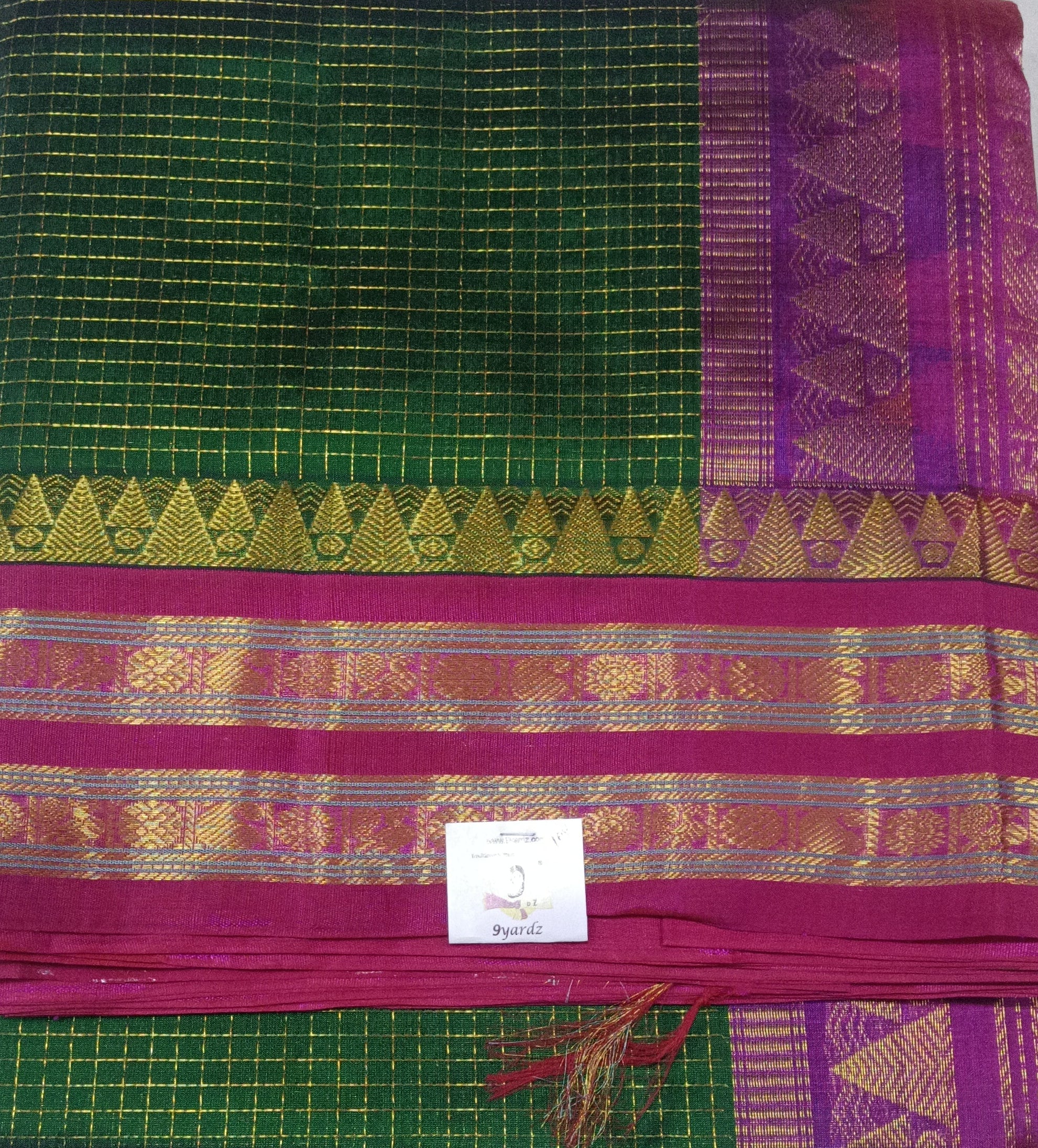 Pure silk cotton -Korvai Zari checked 10yards madisar