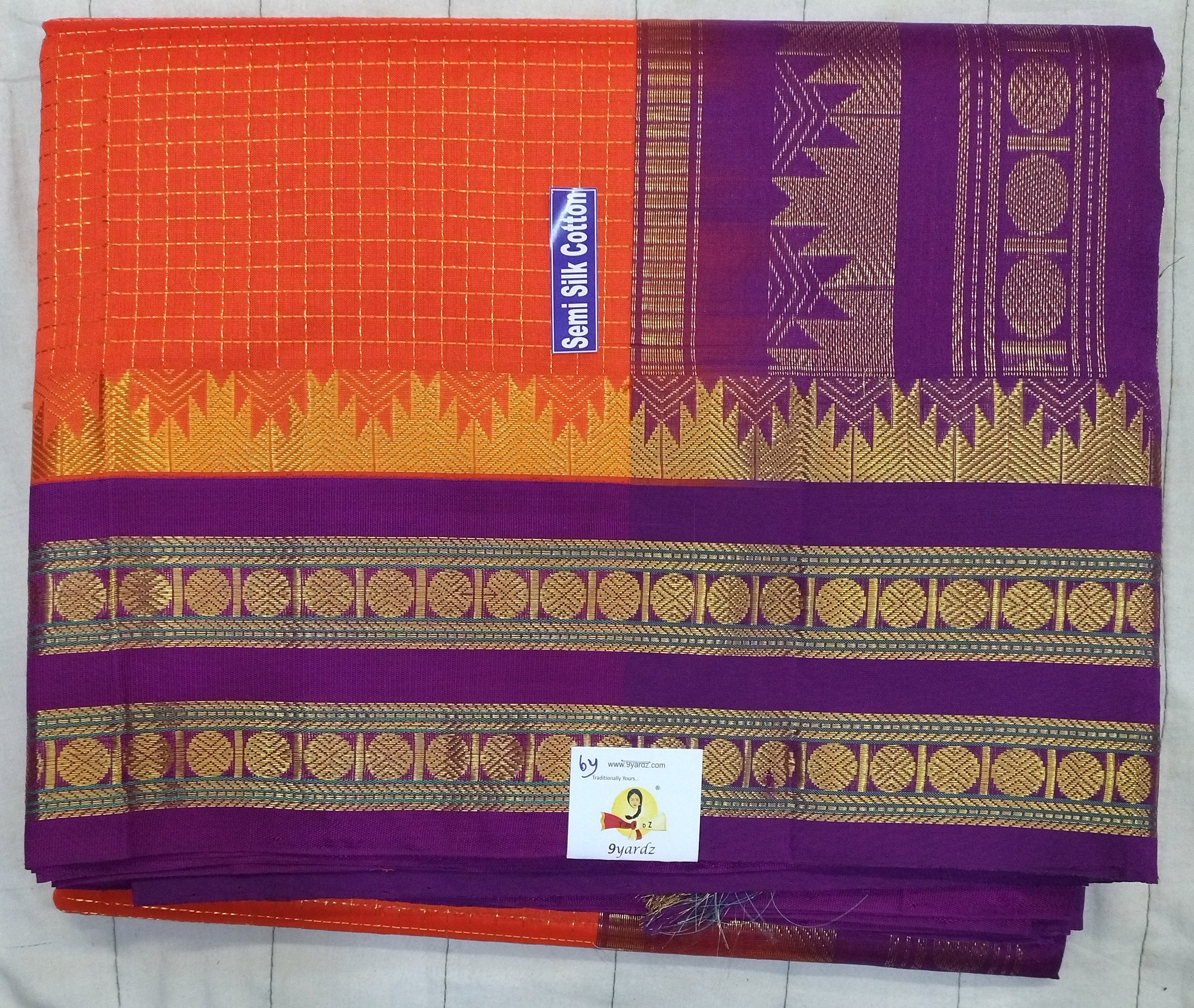 Semi silk Plain Korvai 6Yards