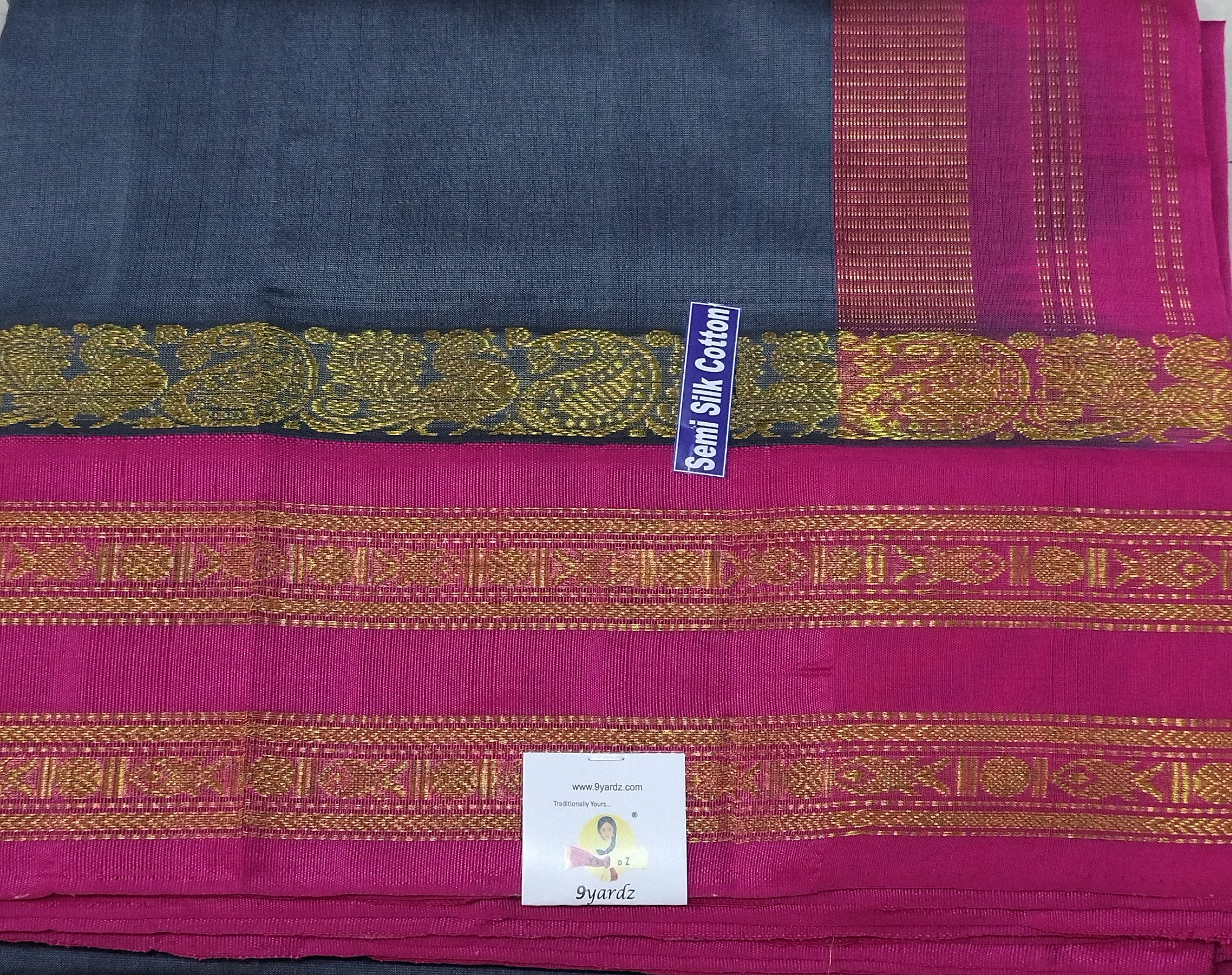 Semi silk Plain Korvai 6Yards