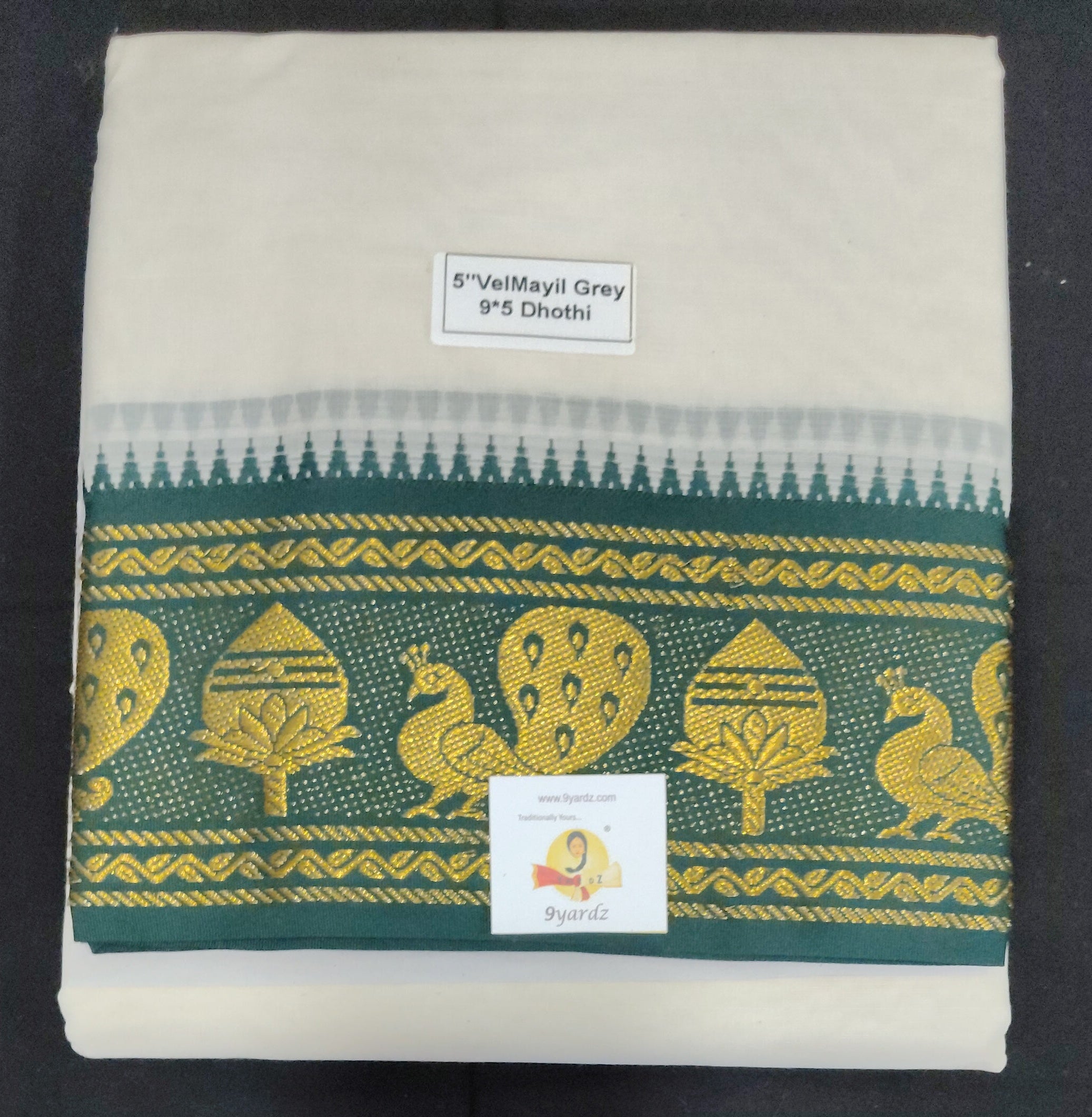 Cotton Dhothi UnBleached Jacquard 9*5