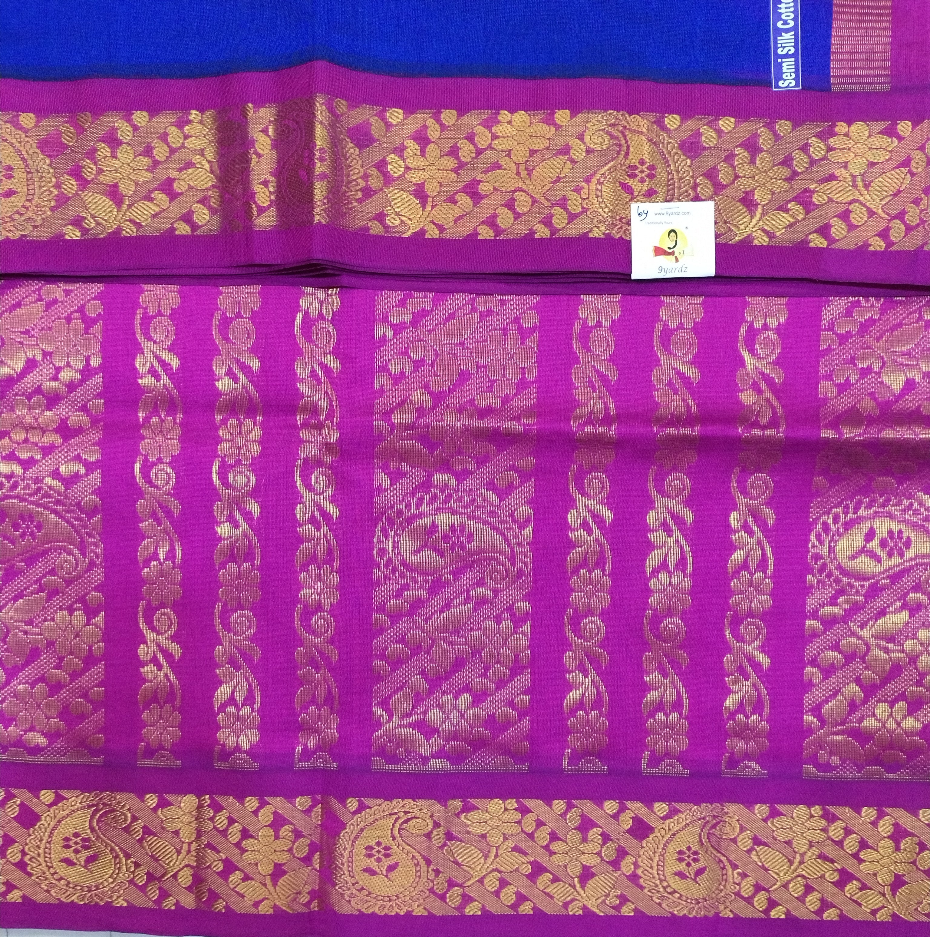 Semi silk Plain Korvai 6Yards