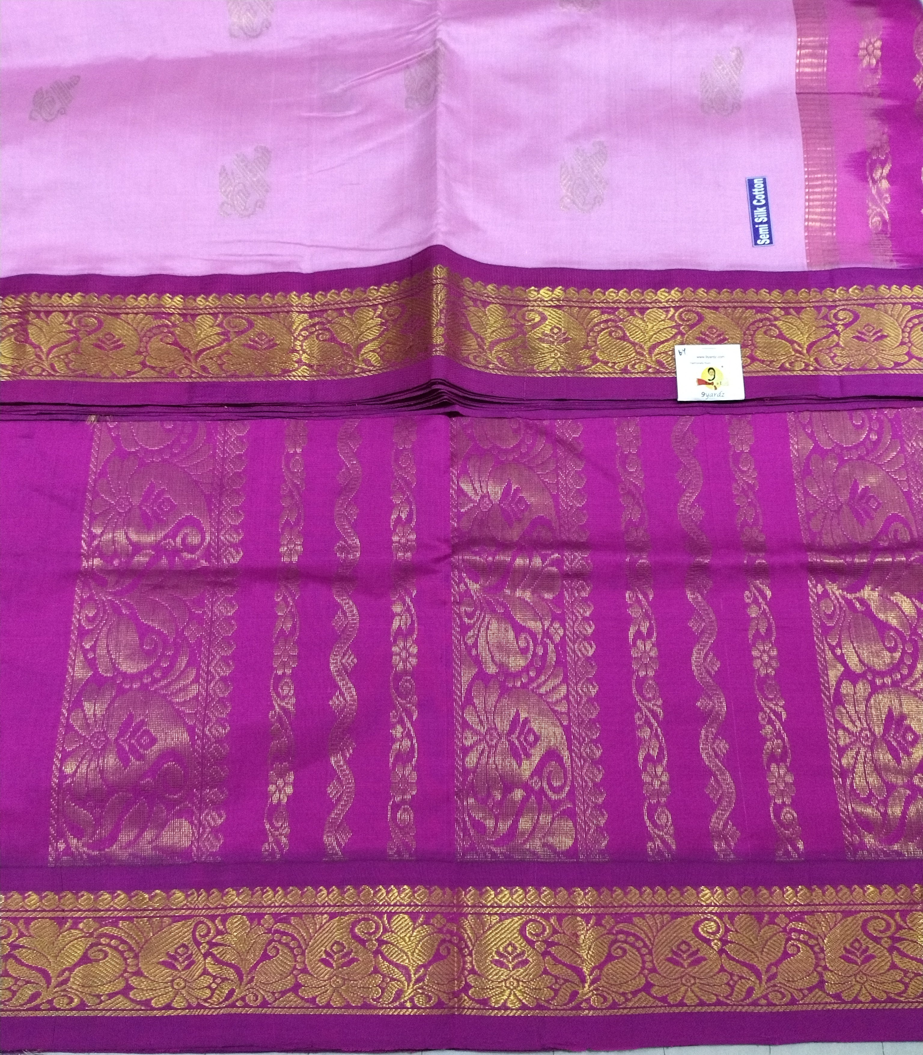 Semi silk Plain Korvai 6Yards