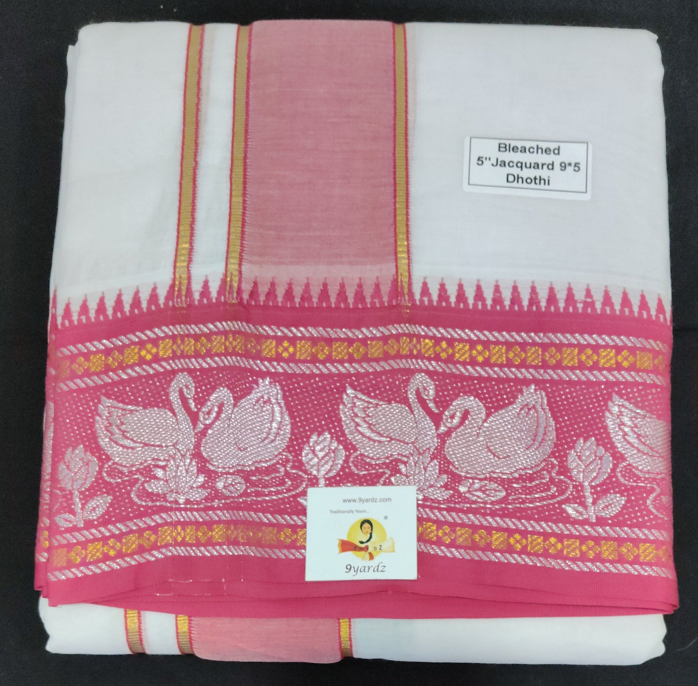 Cotton Dhothi Bleached Jacquard 9*5