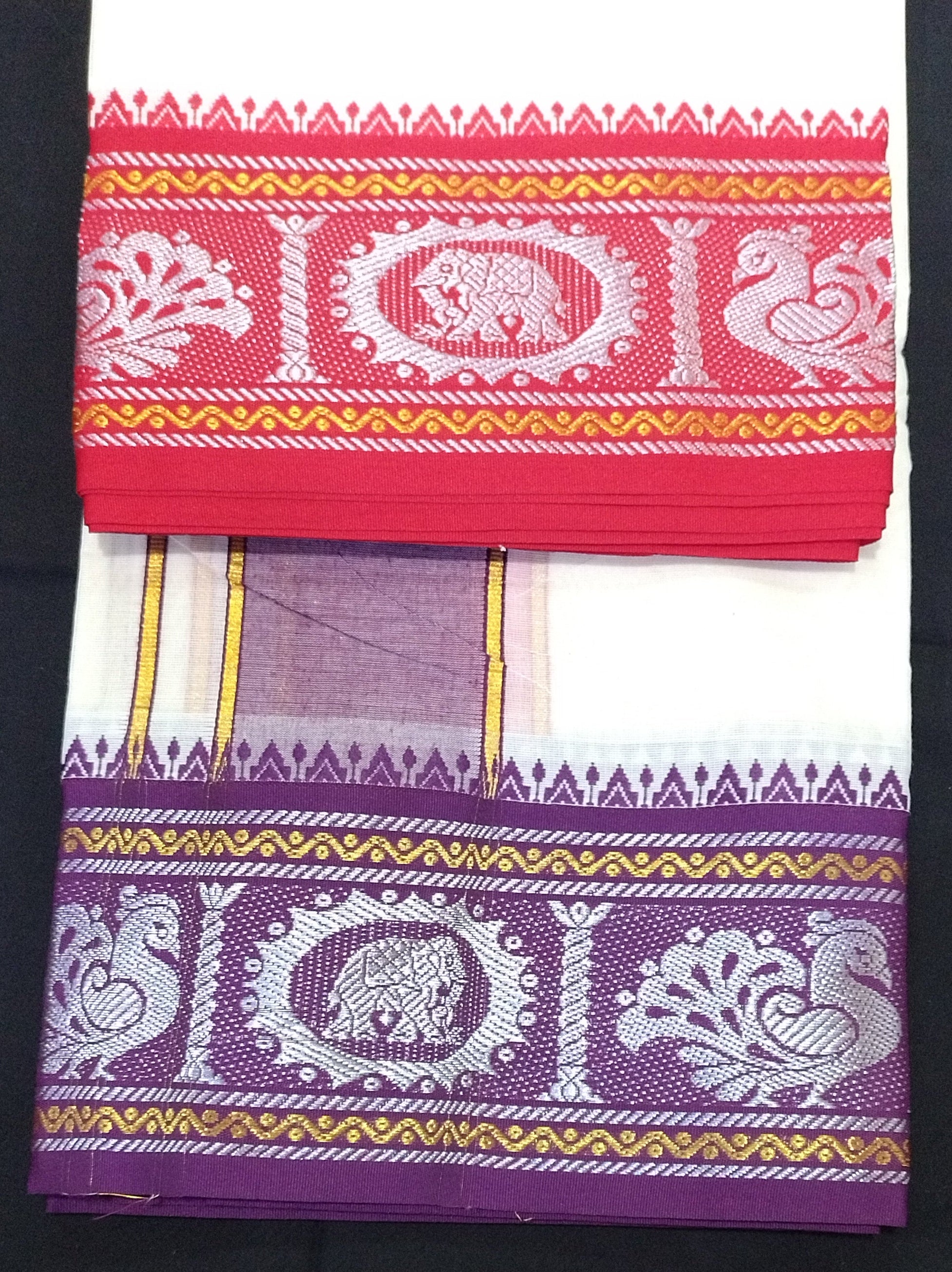 Cotton Unbleached Jacquard dhoti 10*6
