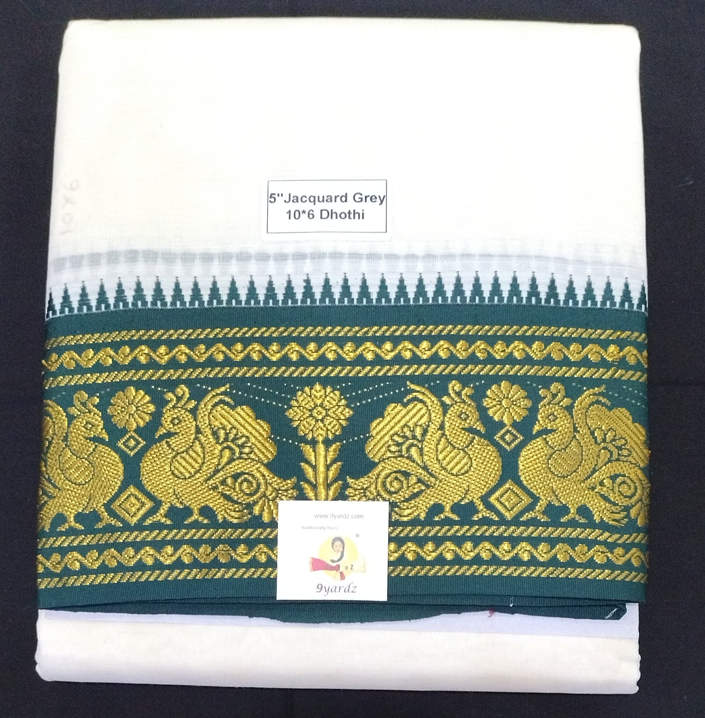 Cotton Unbleached Jacquard dhoti 10*6