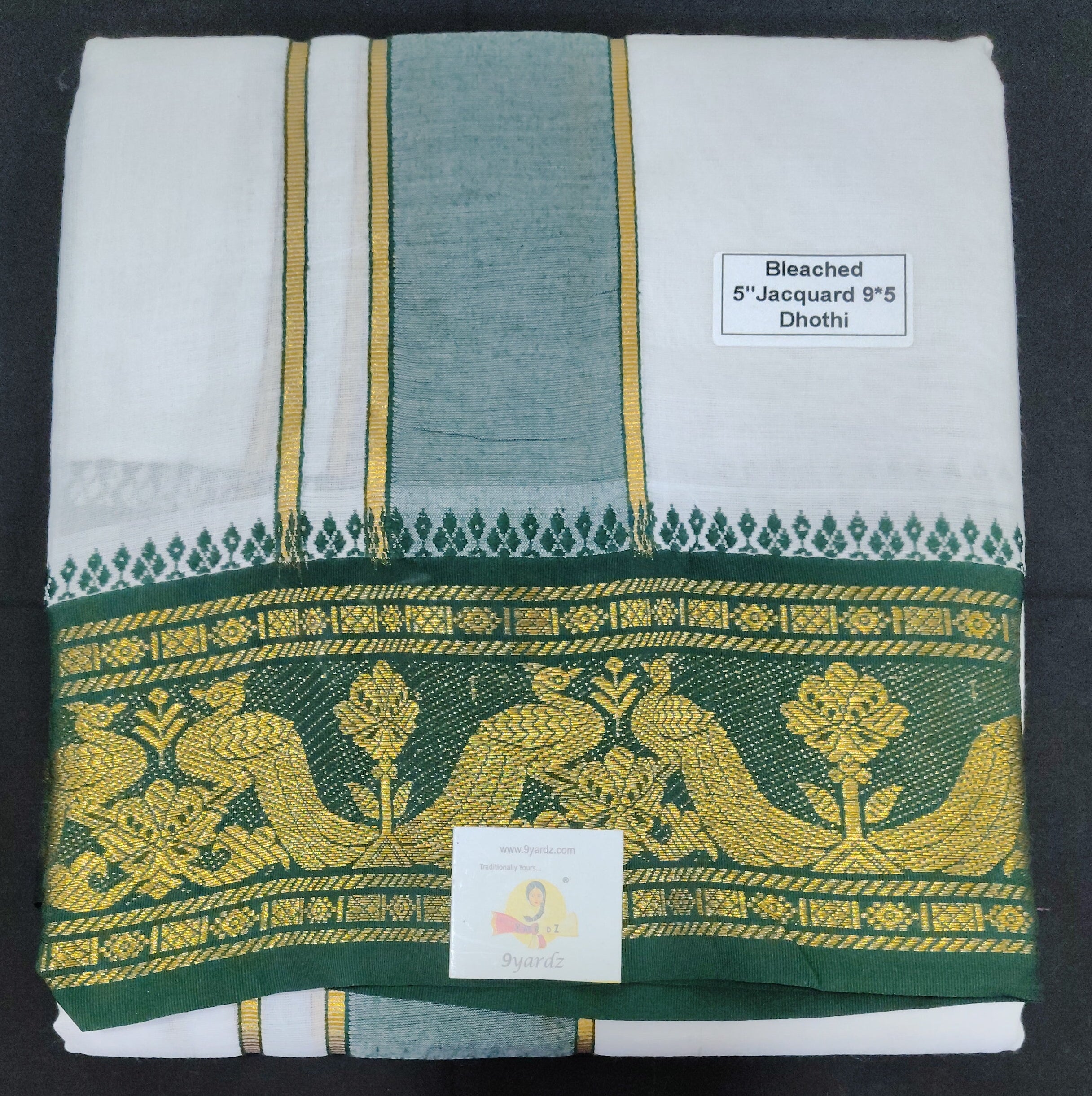 Cotton Dhothi Bleached Jacquard 9*5