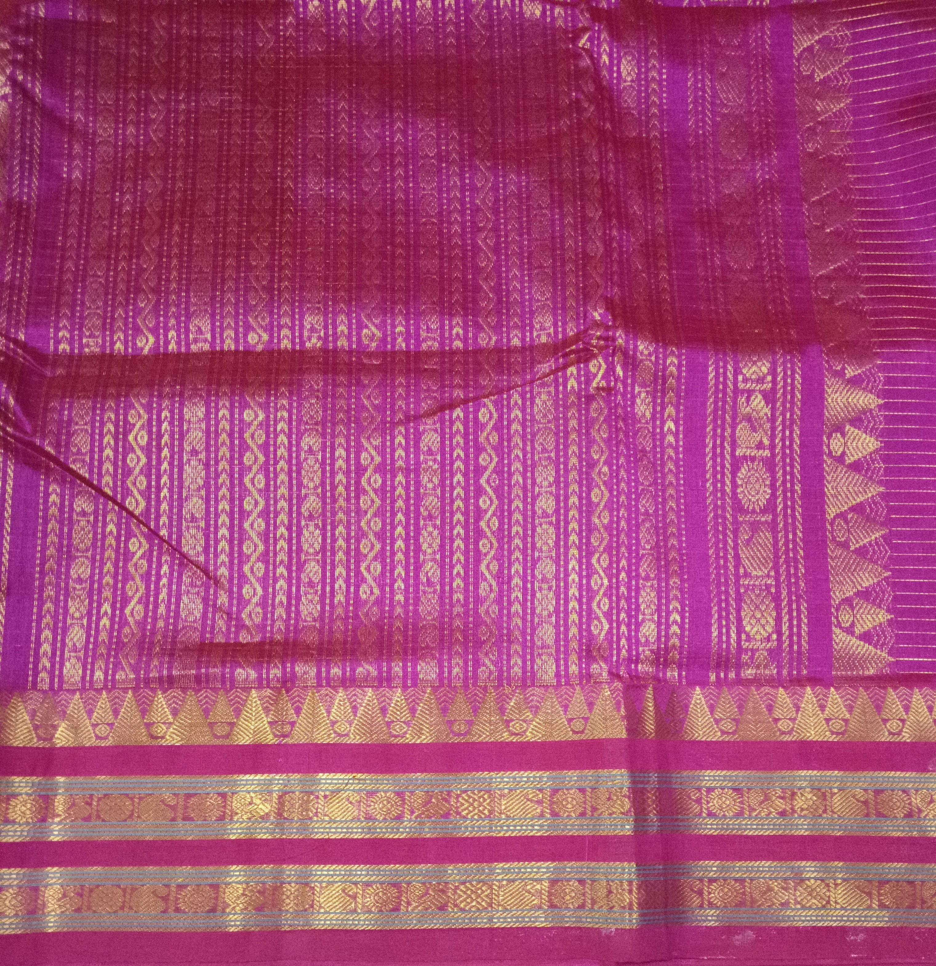 Pure silk cotton -Korvai Zari checked 10yards madisar