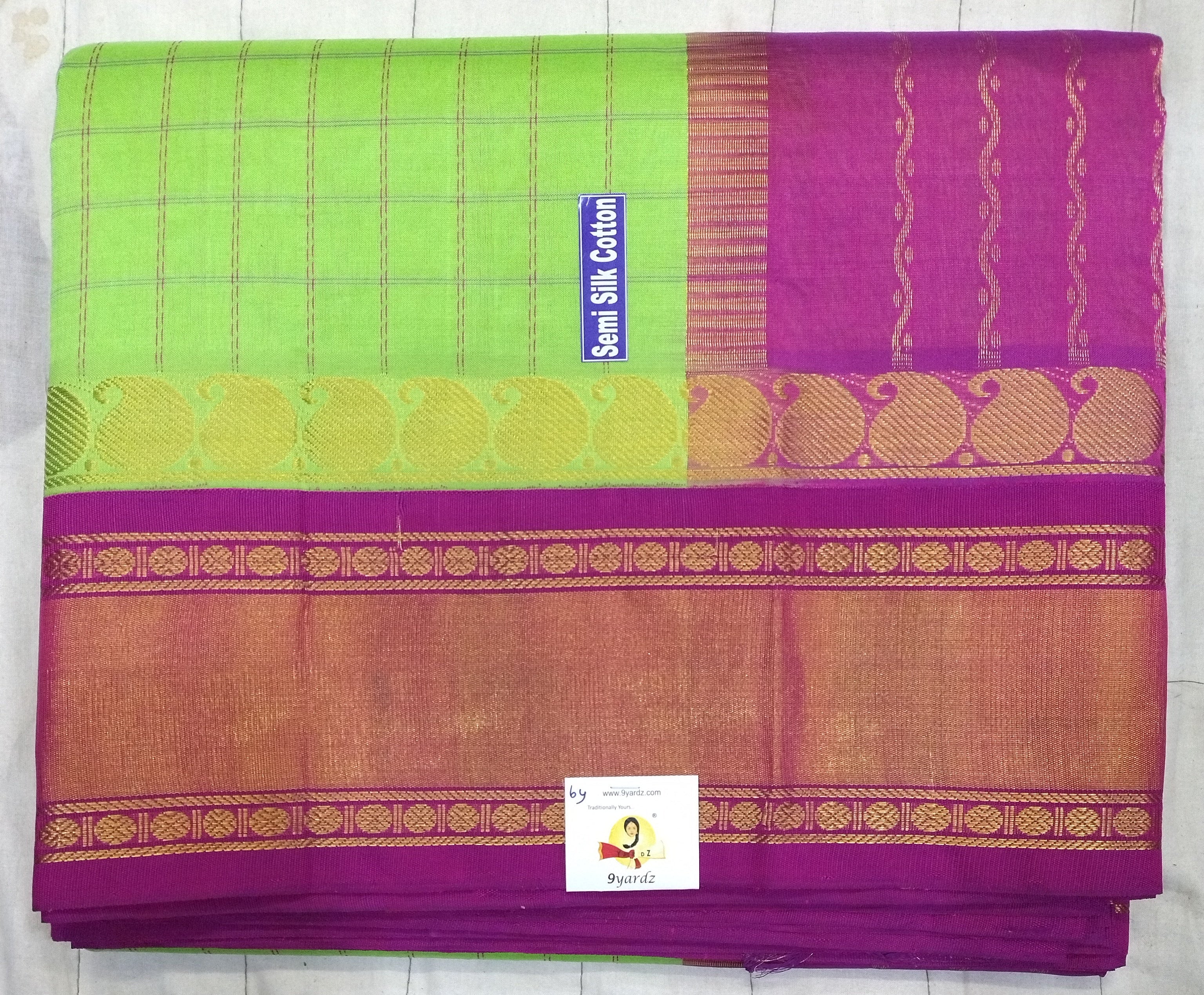 Semi silk Plain Korvai 6Yards