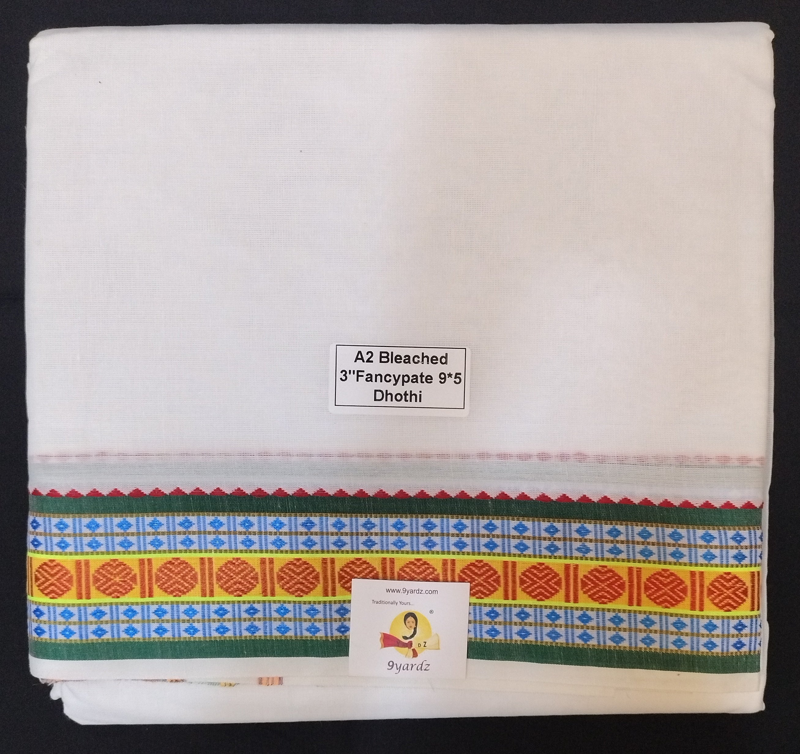 Cotton Dhothi bleached 9*5