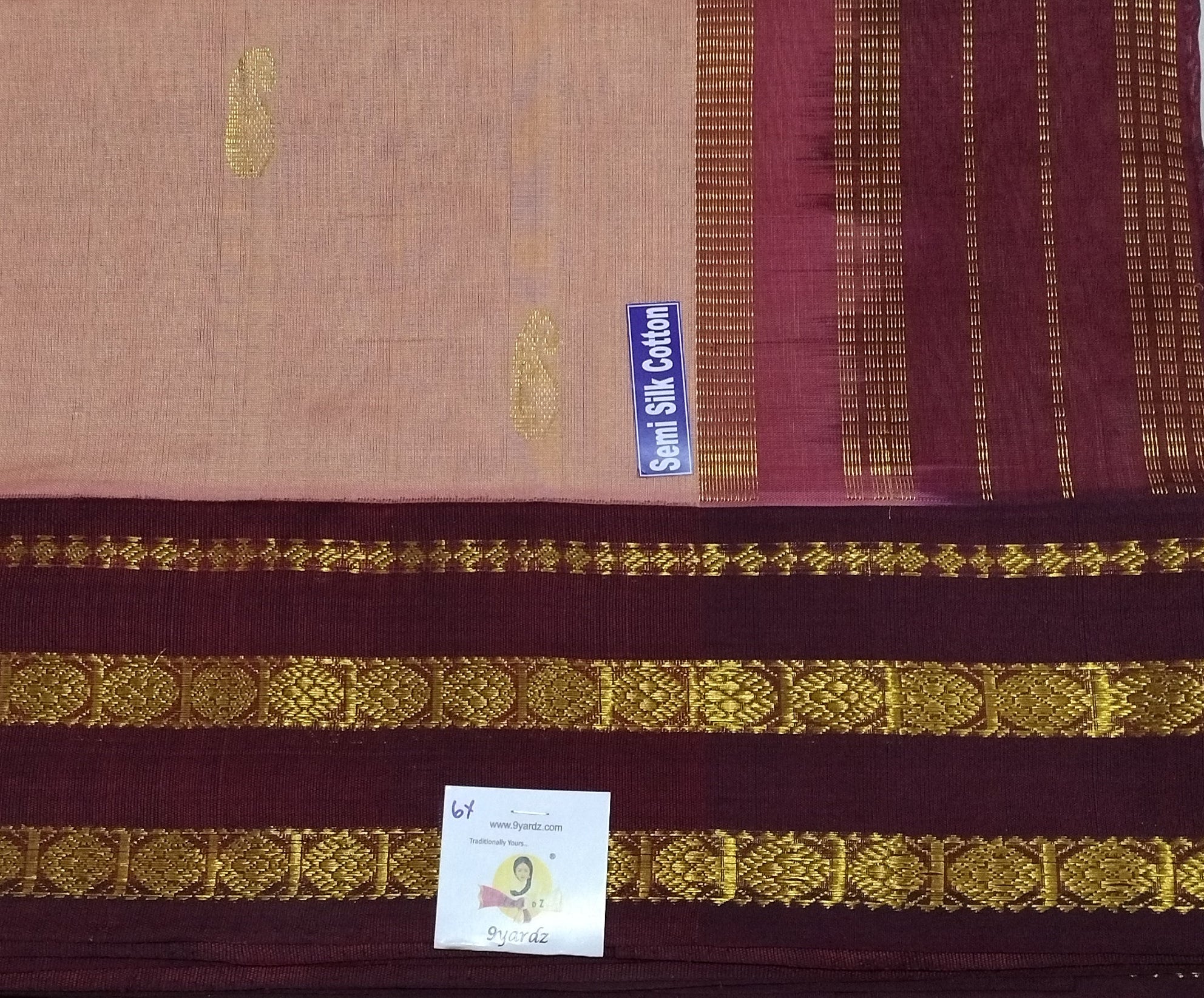 Semi silk Plain Korvai 6Yards