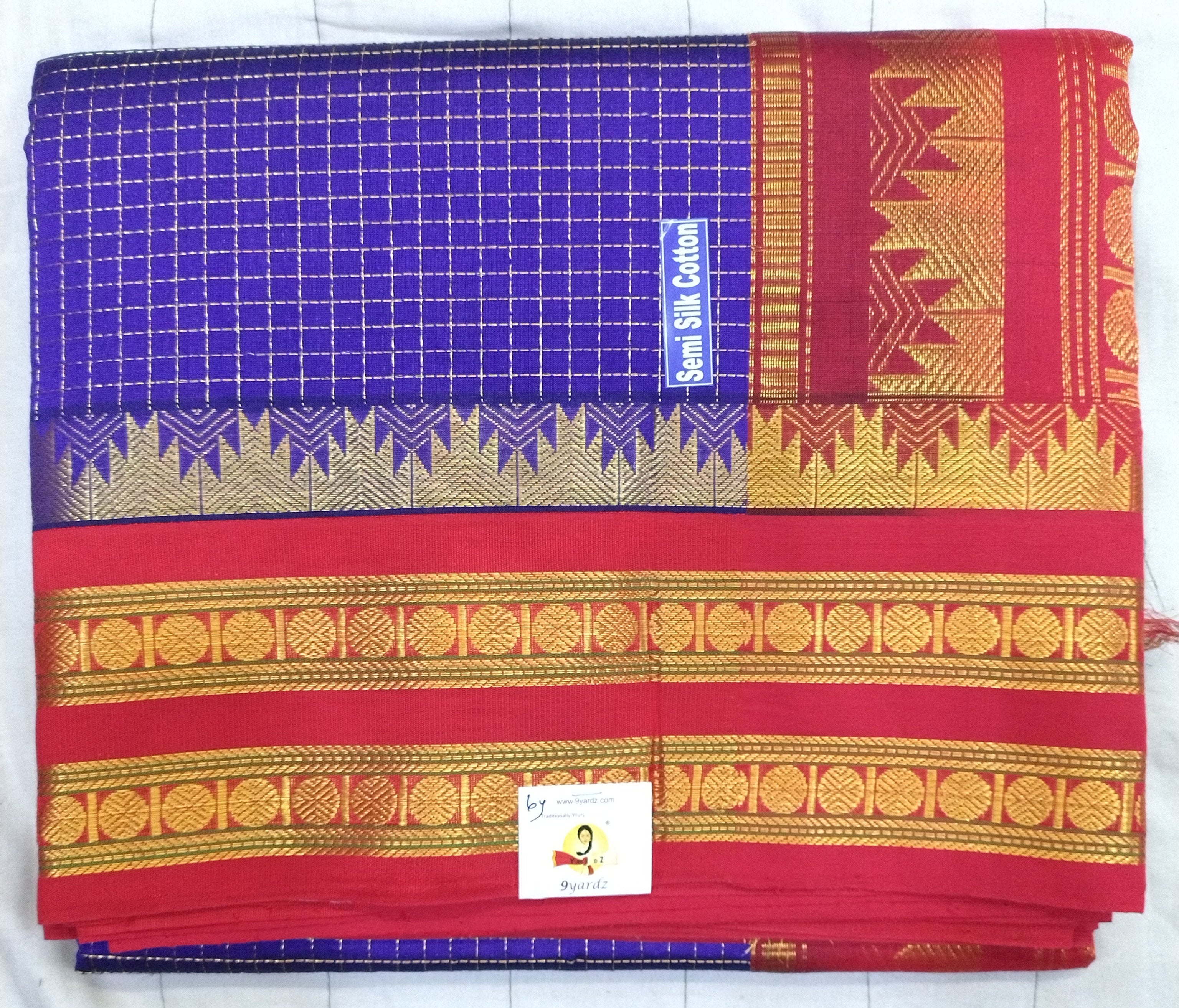 Semi silk Plain Korvai 6Yards
