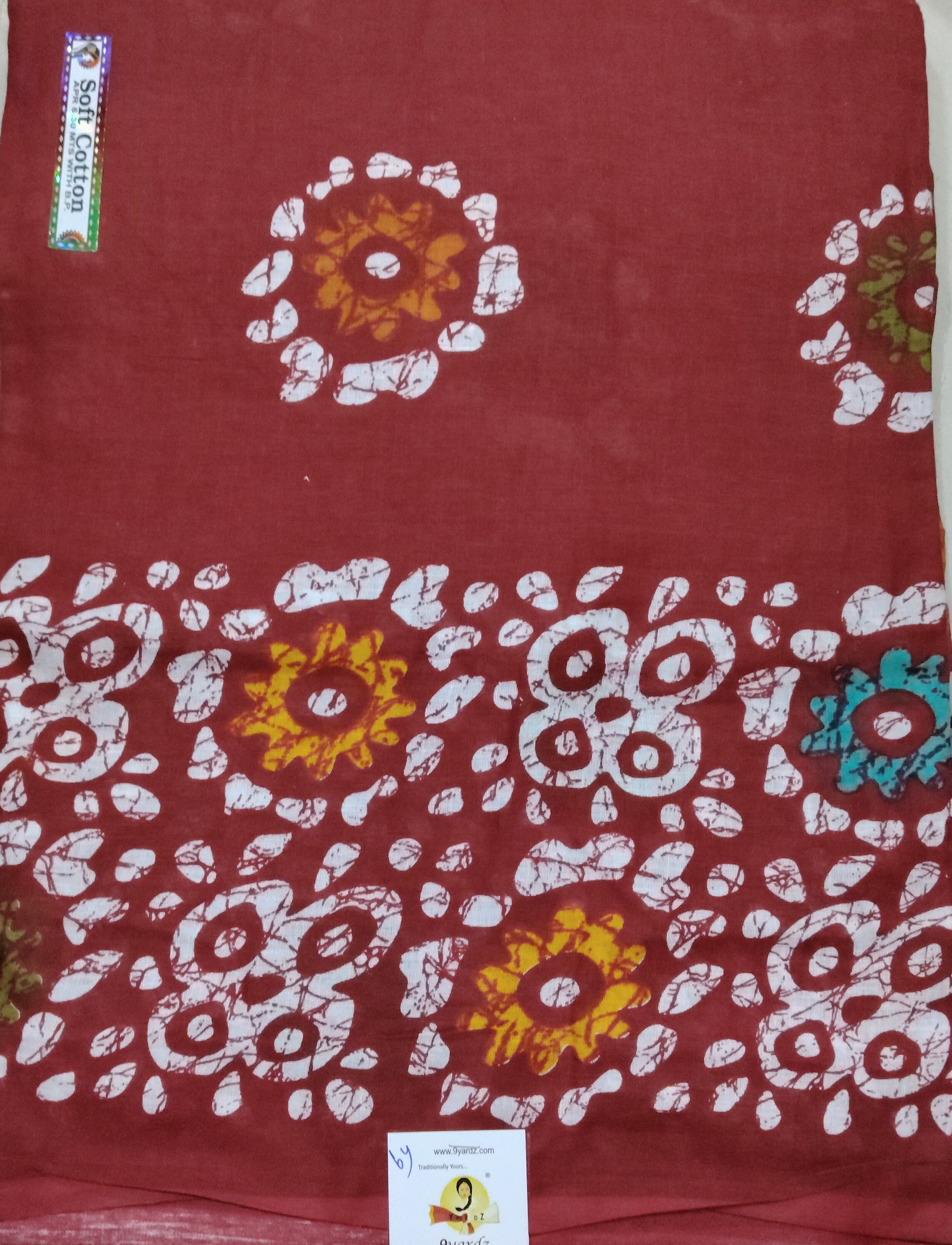 Soft Cotton Bathik saree 6yardz