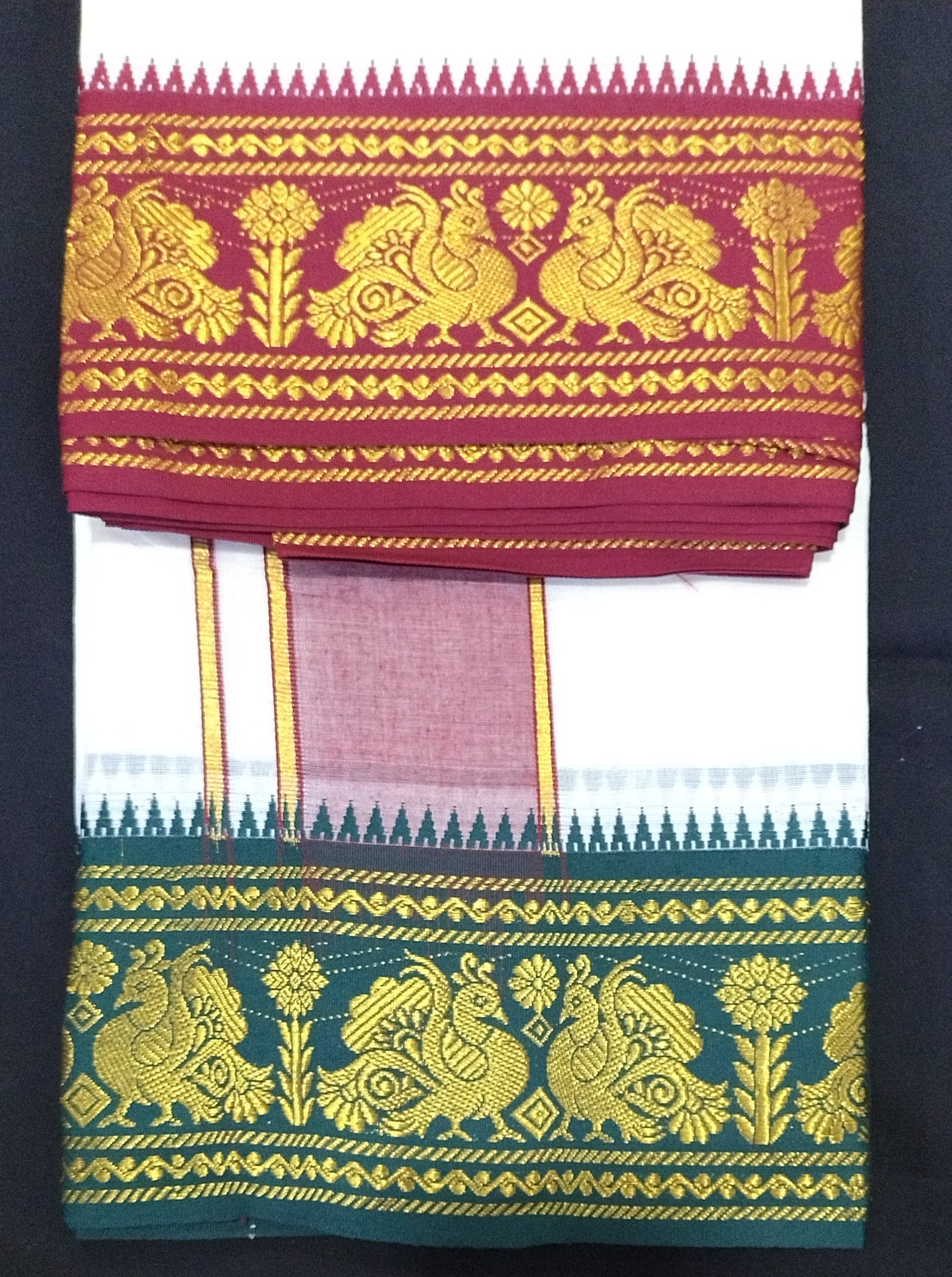 Cotton Unbleached Jacquard dhoti 10*6
