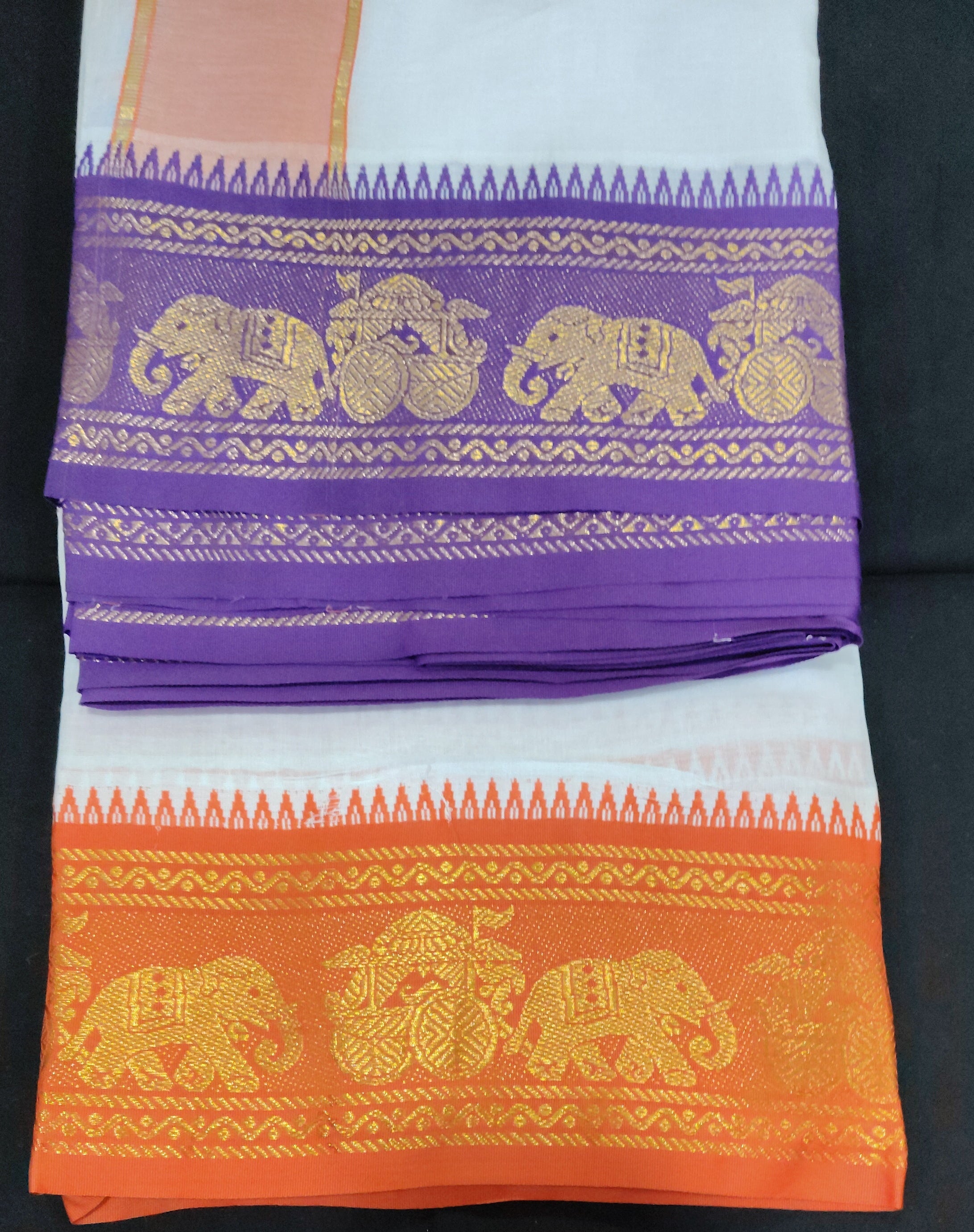 Cotton Dhothi Bleached Jacquard 9*5