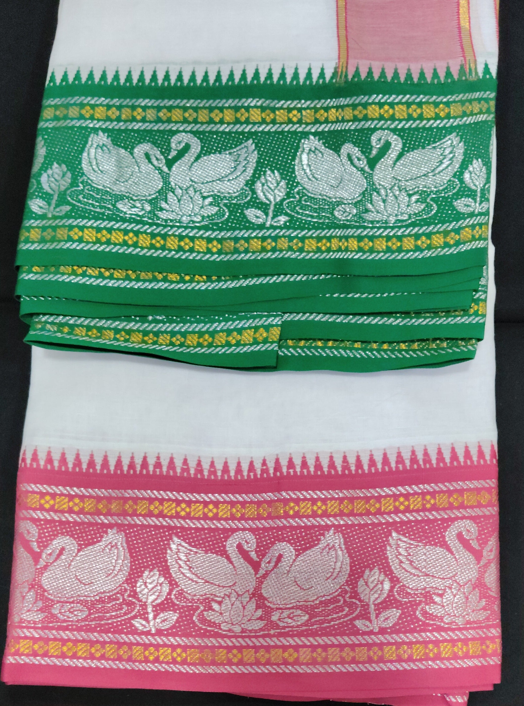 Cotton Dhothi Bleached Jacquard 9*5
