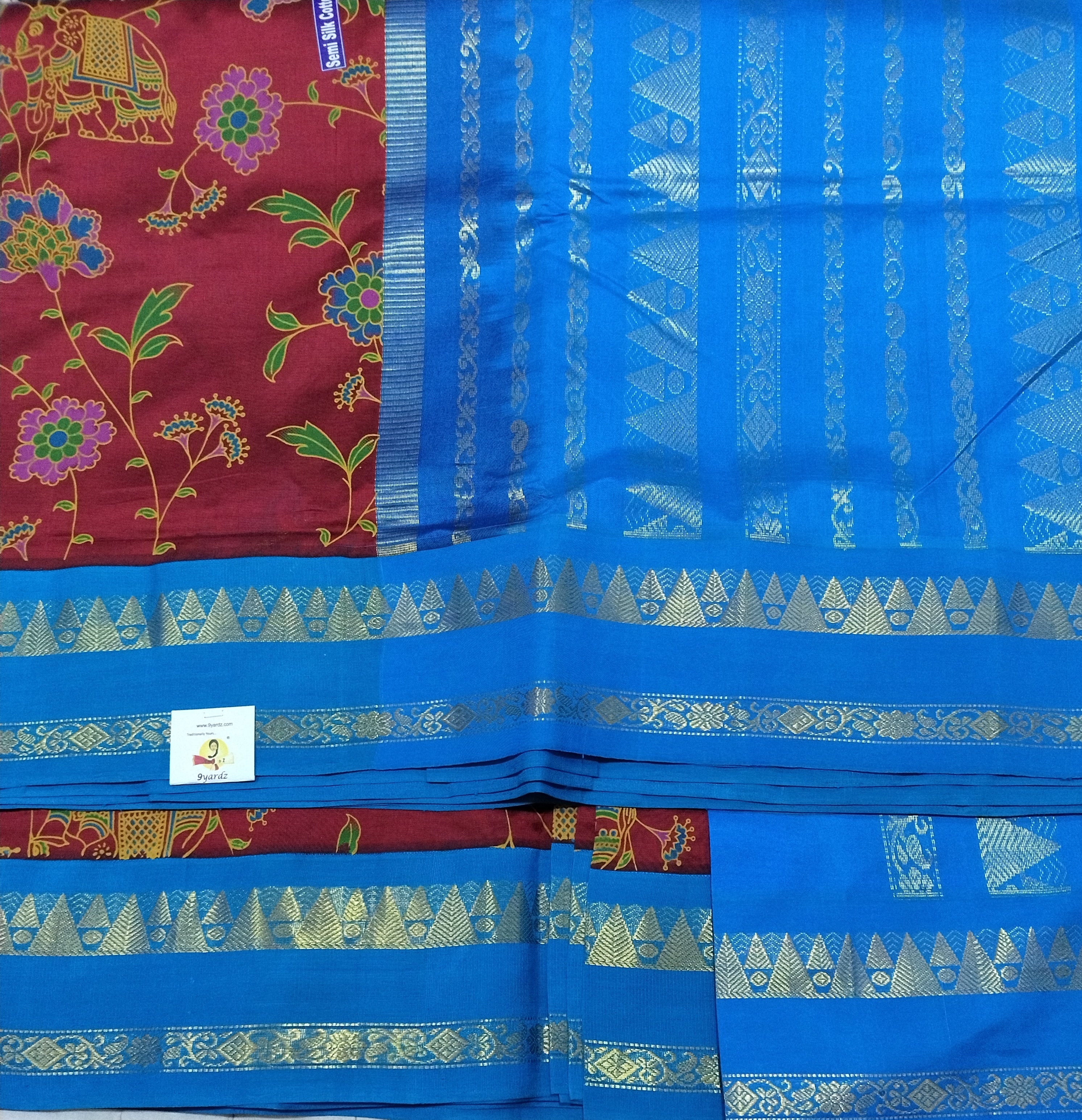 Semi Silk cotton Korvai Printed Madisar