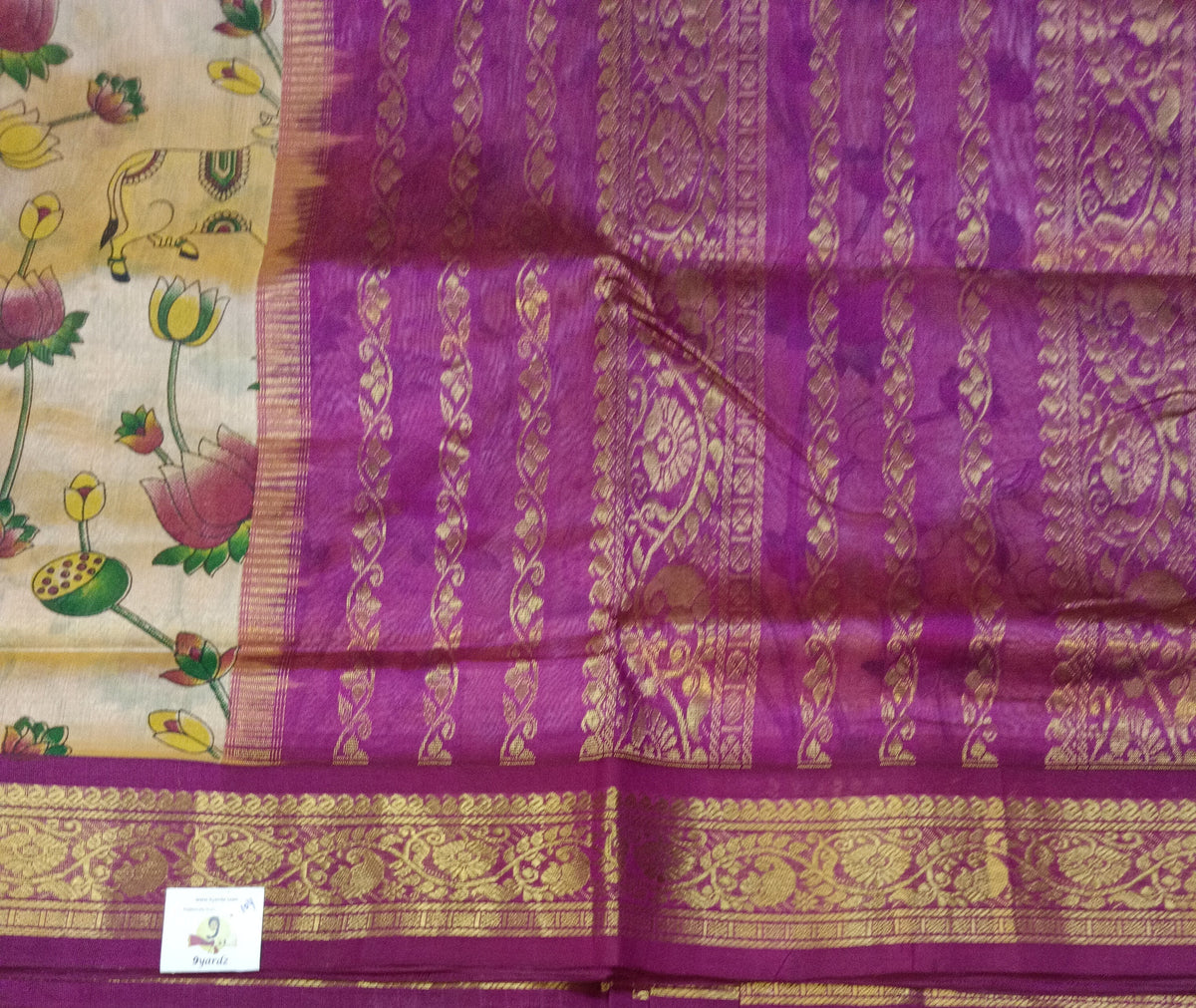 Pure silk cotton -Korvai Printed 10yards madisar