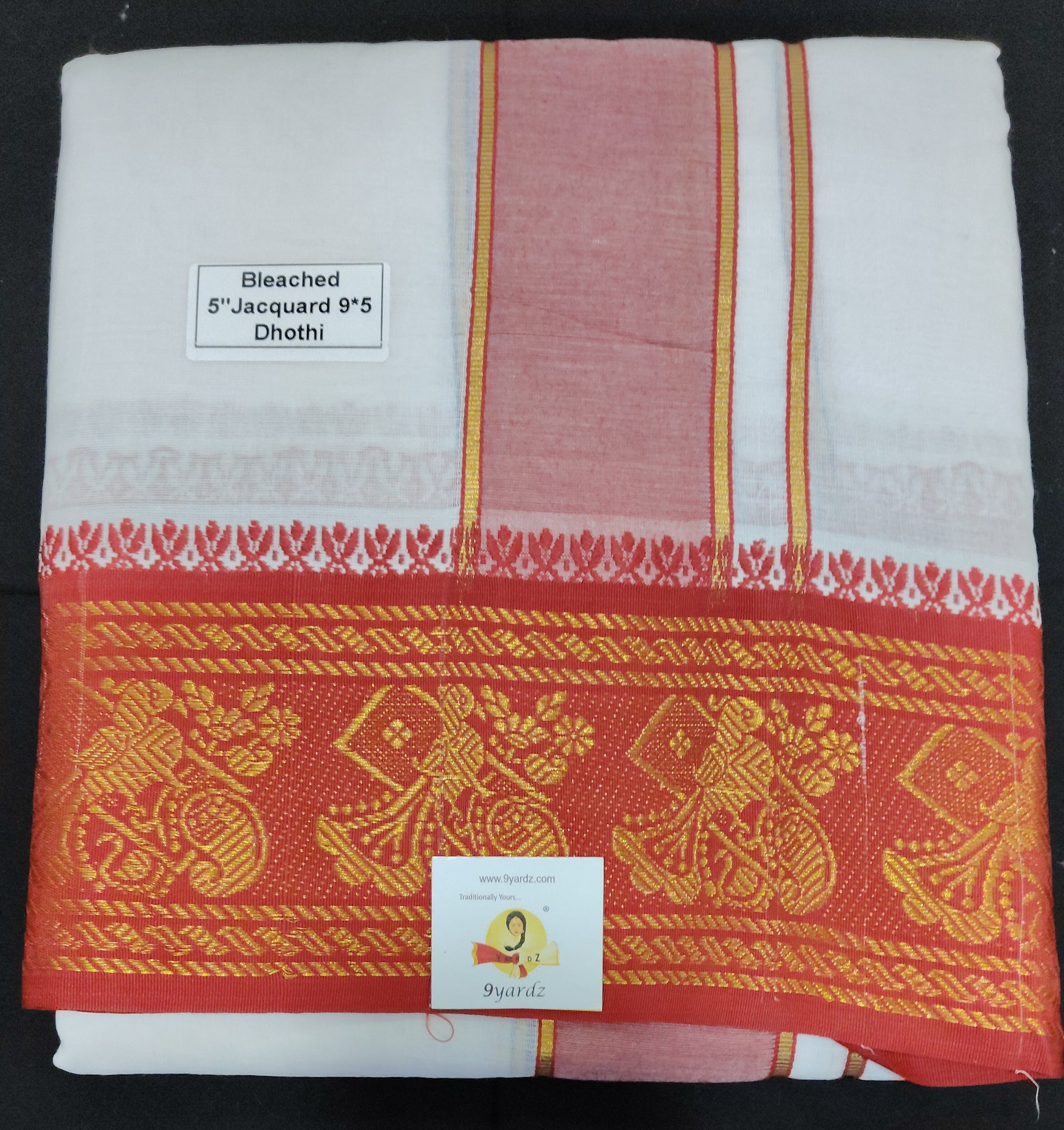 Cotton Dhothi Bleached Jacquard 9*5