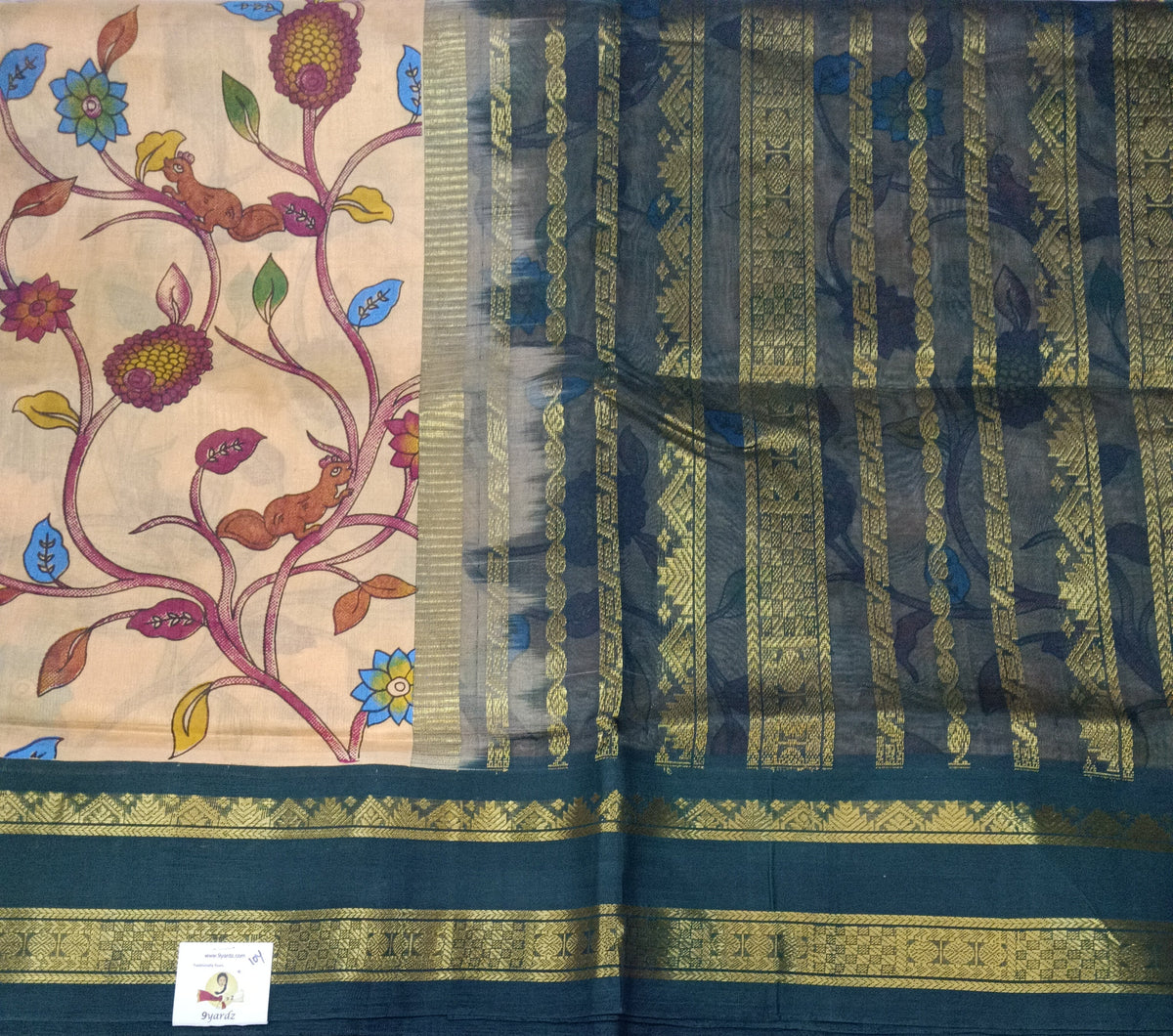 Pure silk cotton -Korvai Printed 10yards madisar