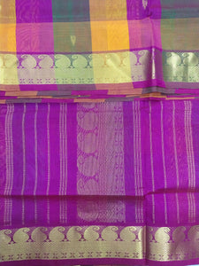 Pure silk cotton- pazhum pazhamum kattam with butta, 10yards (madisar)