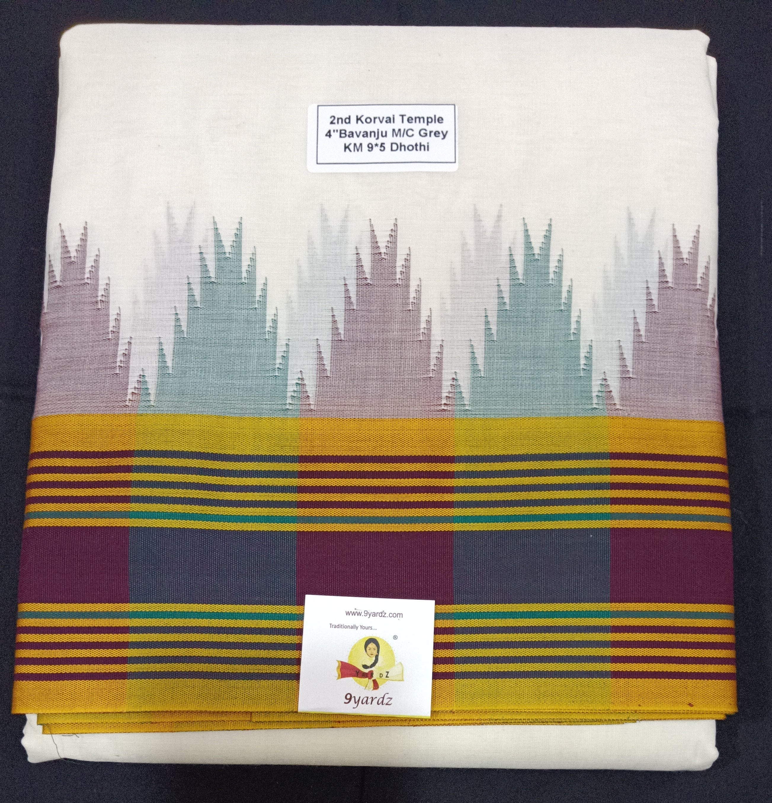 Pure cotton Muhurtham KM Temple dhoti 9*5