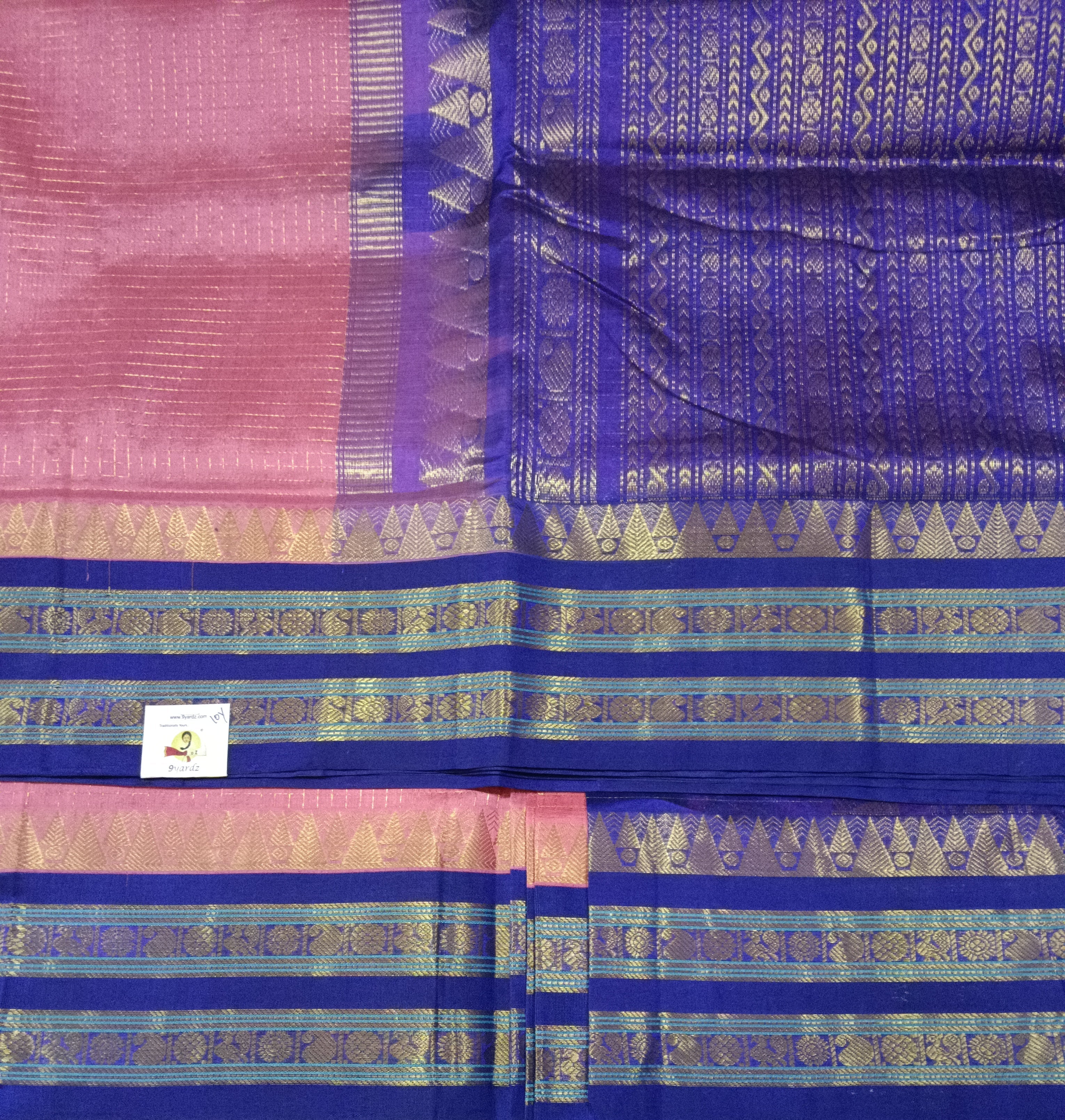 Pure silk cotton -Korvai Zari checked 10yards madisar