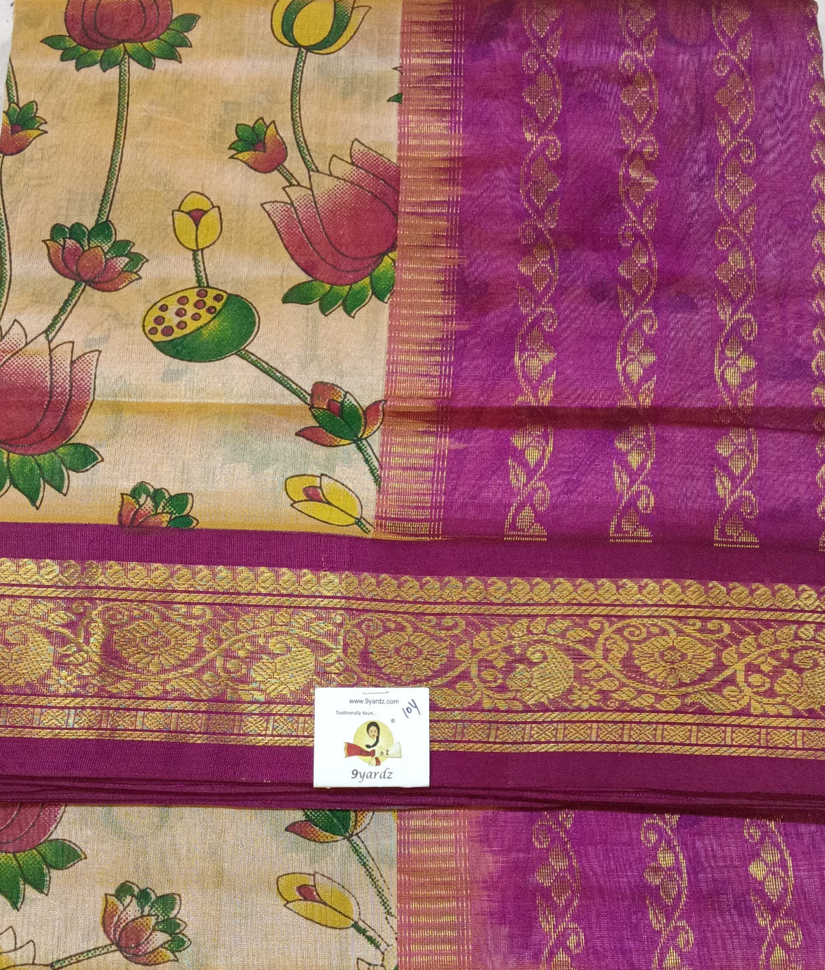 Pure silk cotton -Korvai Printed 10yards madisar