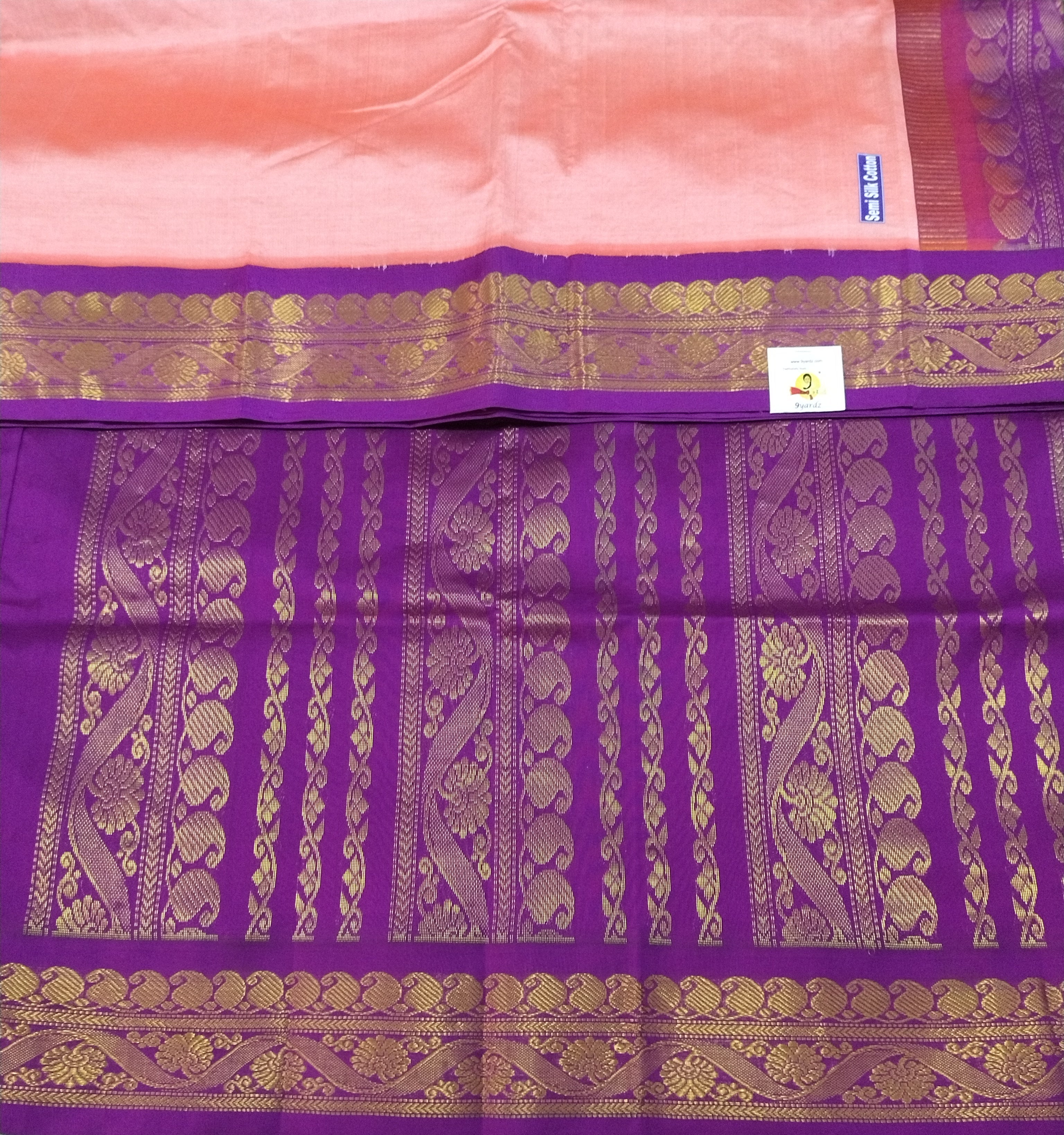 Semi silk Plain Korvai 6Yards