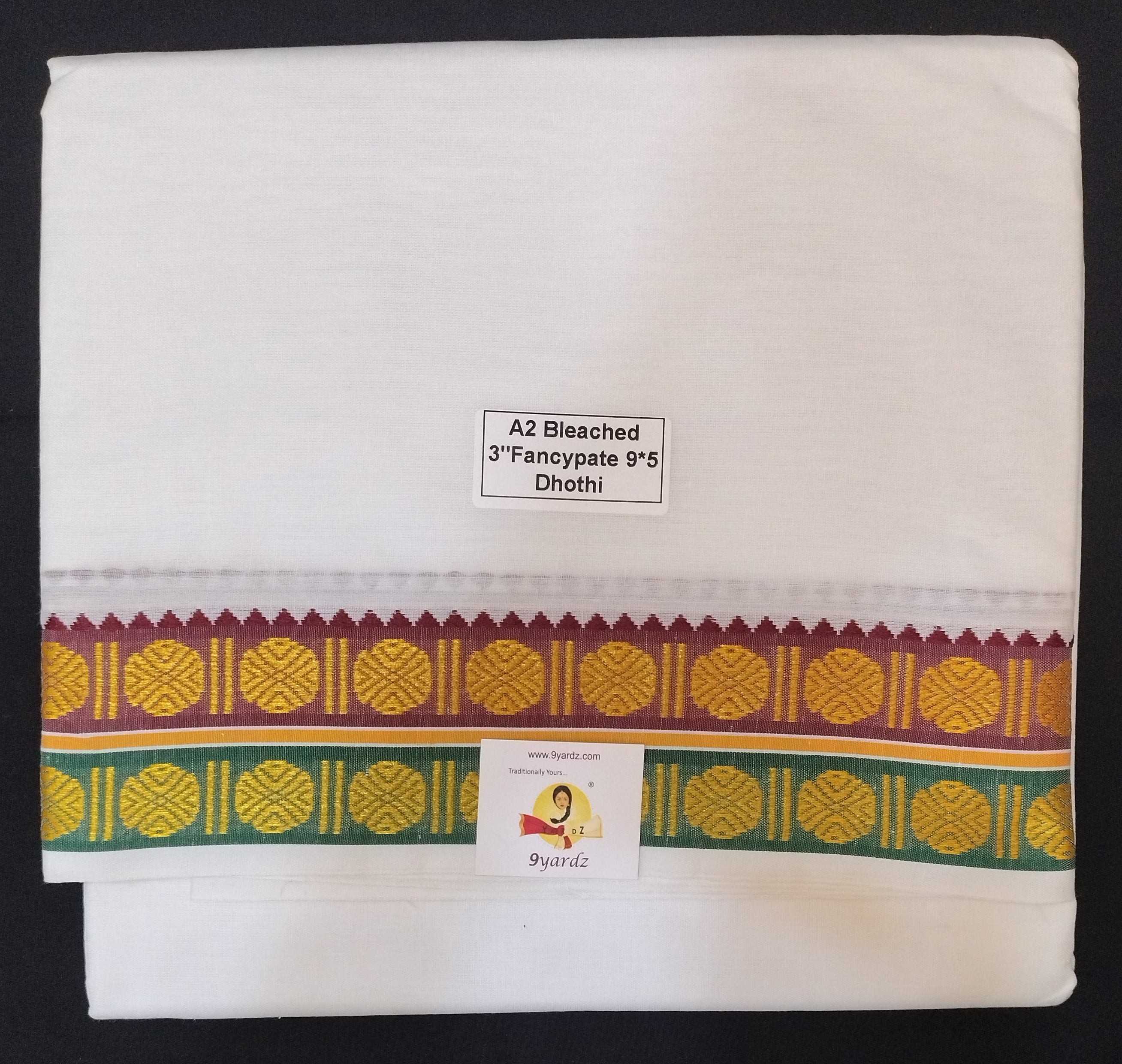 Cotton Dhothi bleached 9*5