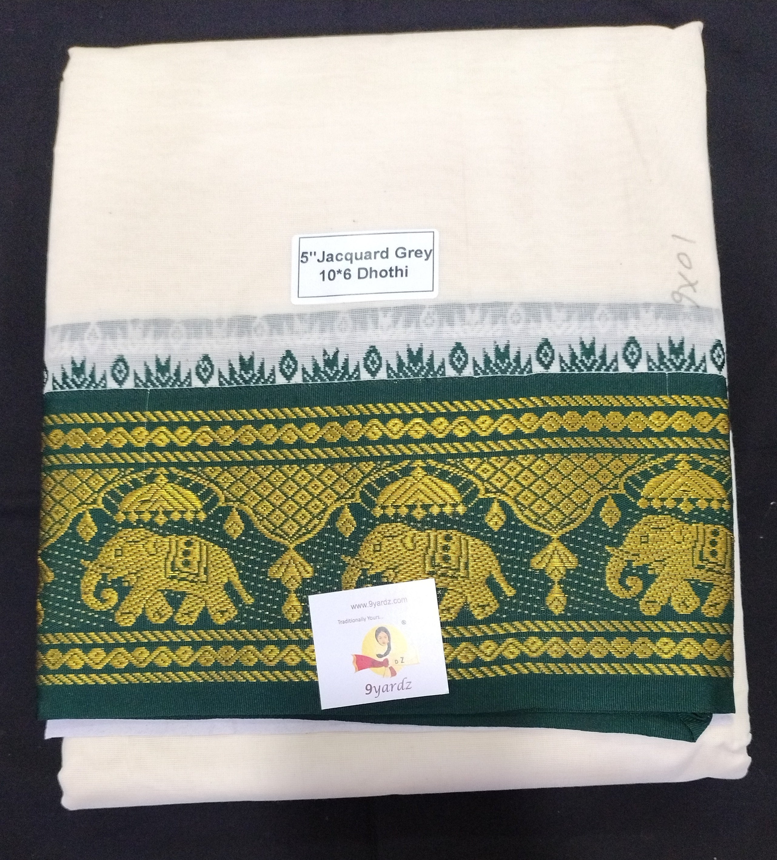 Cotton Unbleached Jacquard dhoti 10*6